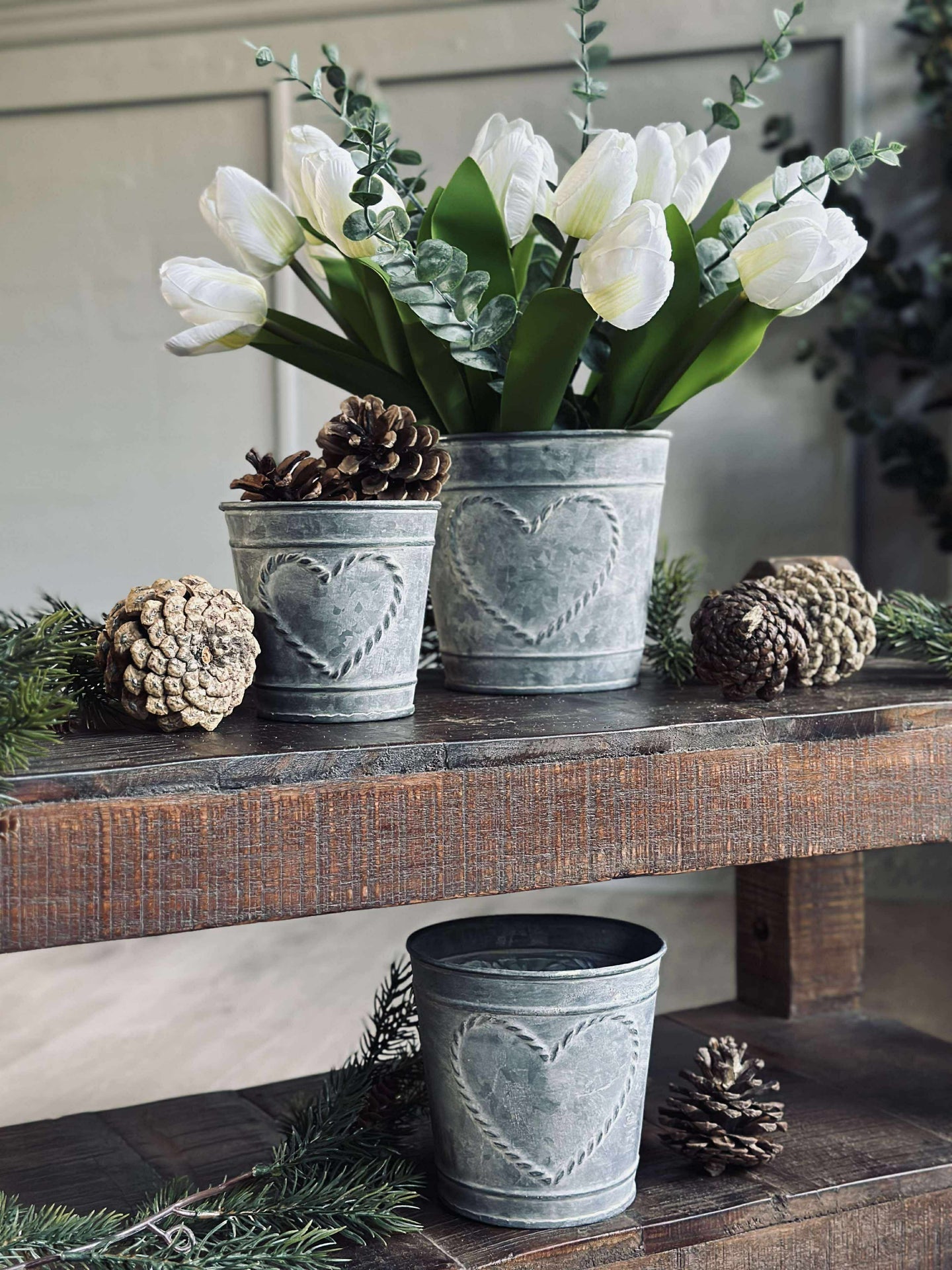 Krukor med hjärtan Zink - 3 st.