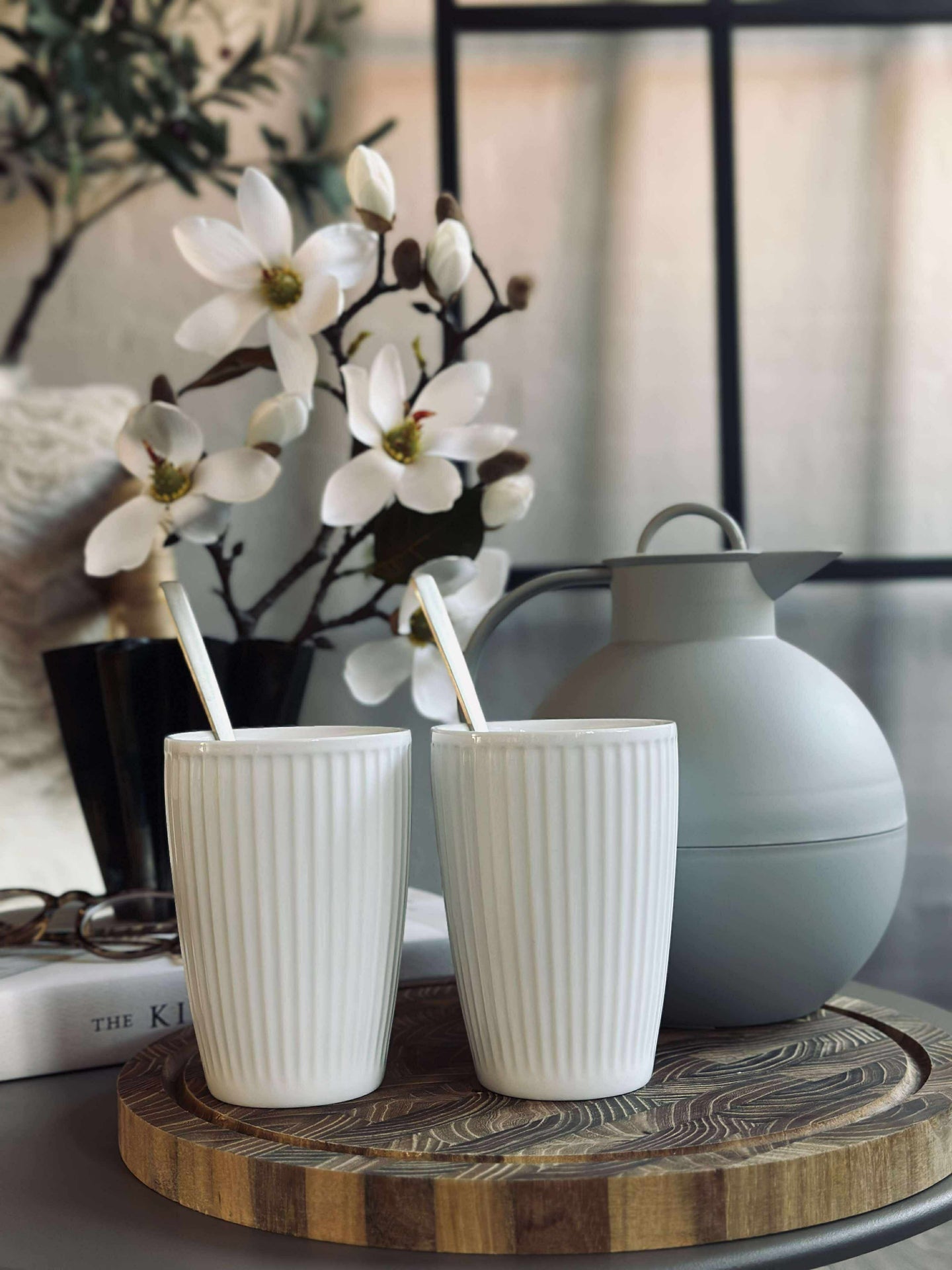 Termosmugg Plissé - Set med 2 st - Vit