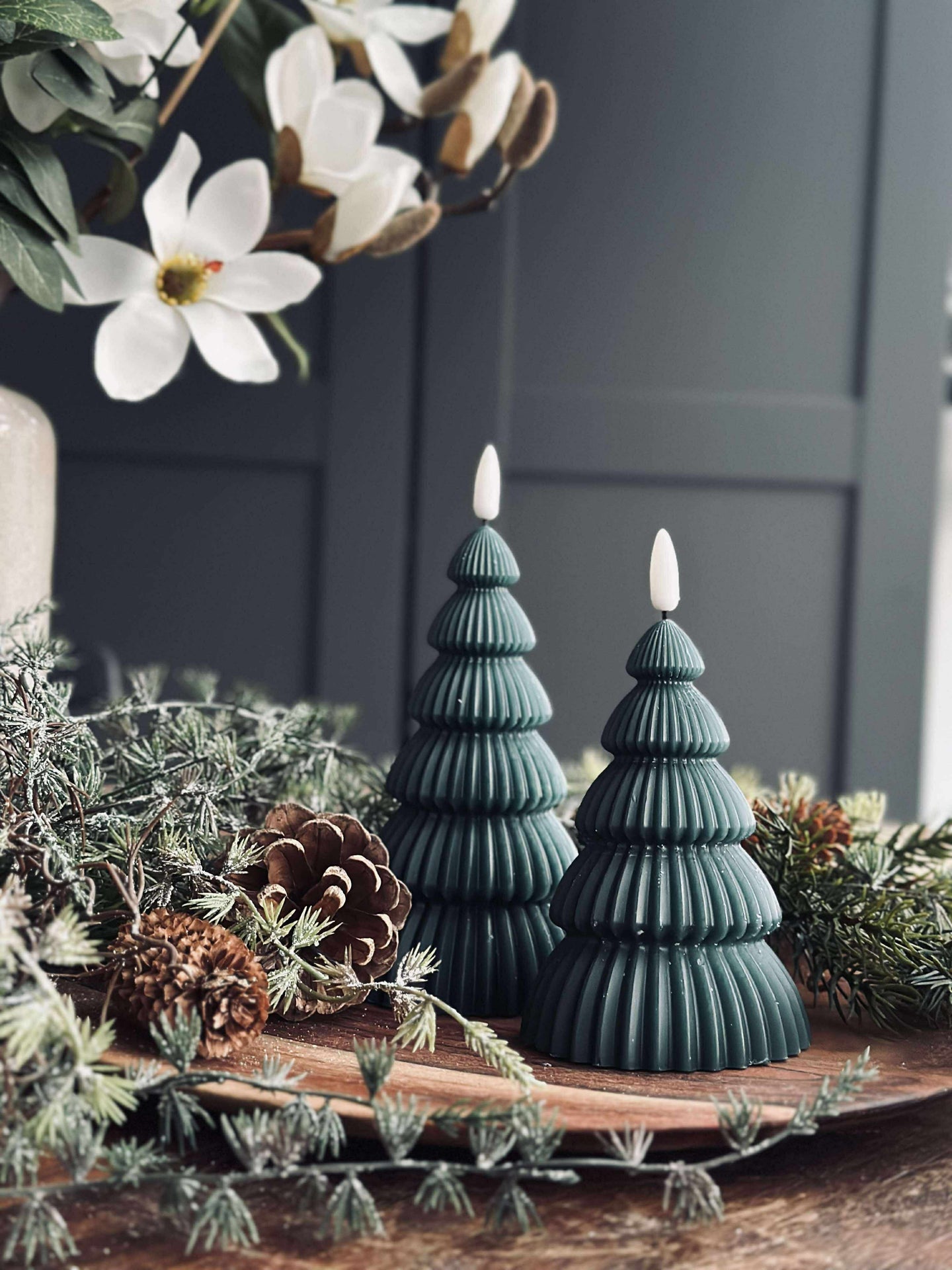 Julgran med LED-ljus - Set om 2 st. Grön