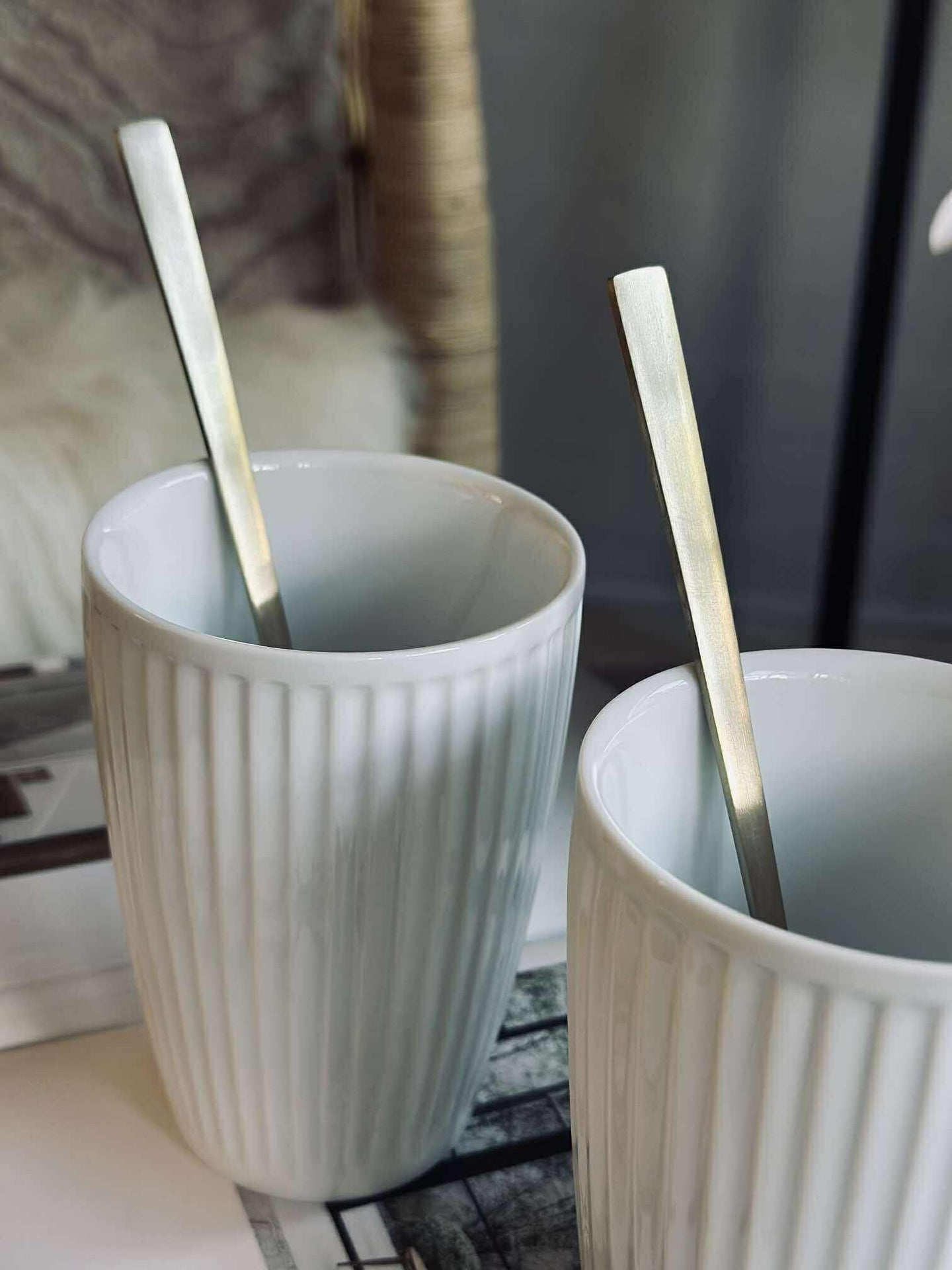 Termosmugg Plissé - Set med 2 st - Vit