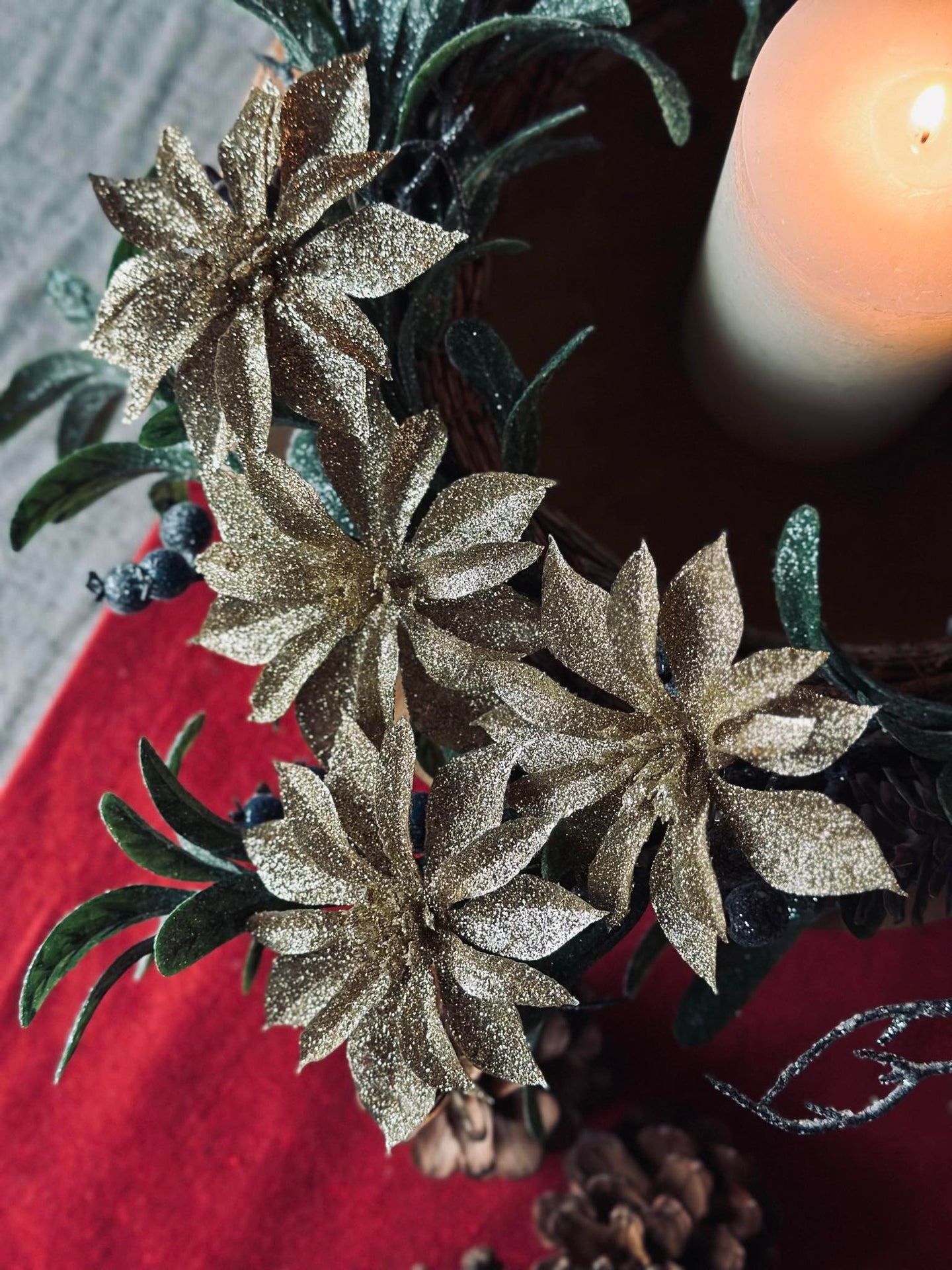 Deco-blommor med glitter - 4 st