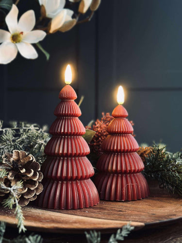 Julgran med LED-ljus - Set med 2 st. Röd