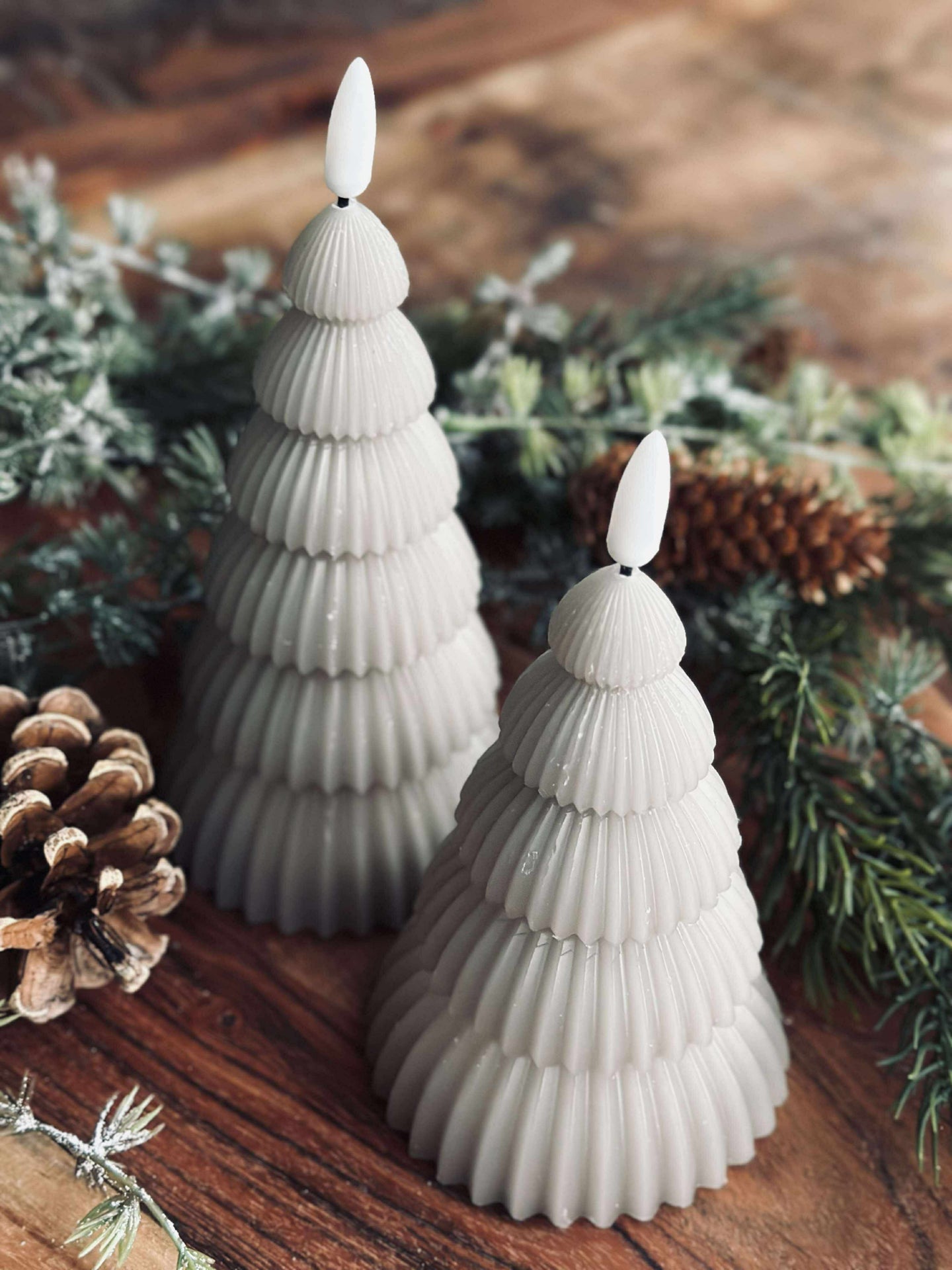 Julgran med LED-ljus - Set med 2 st. Sand