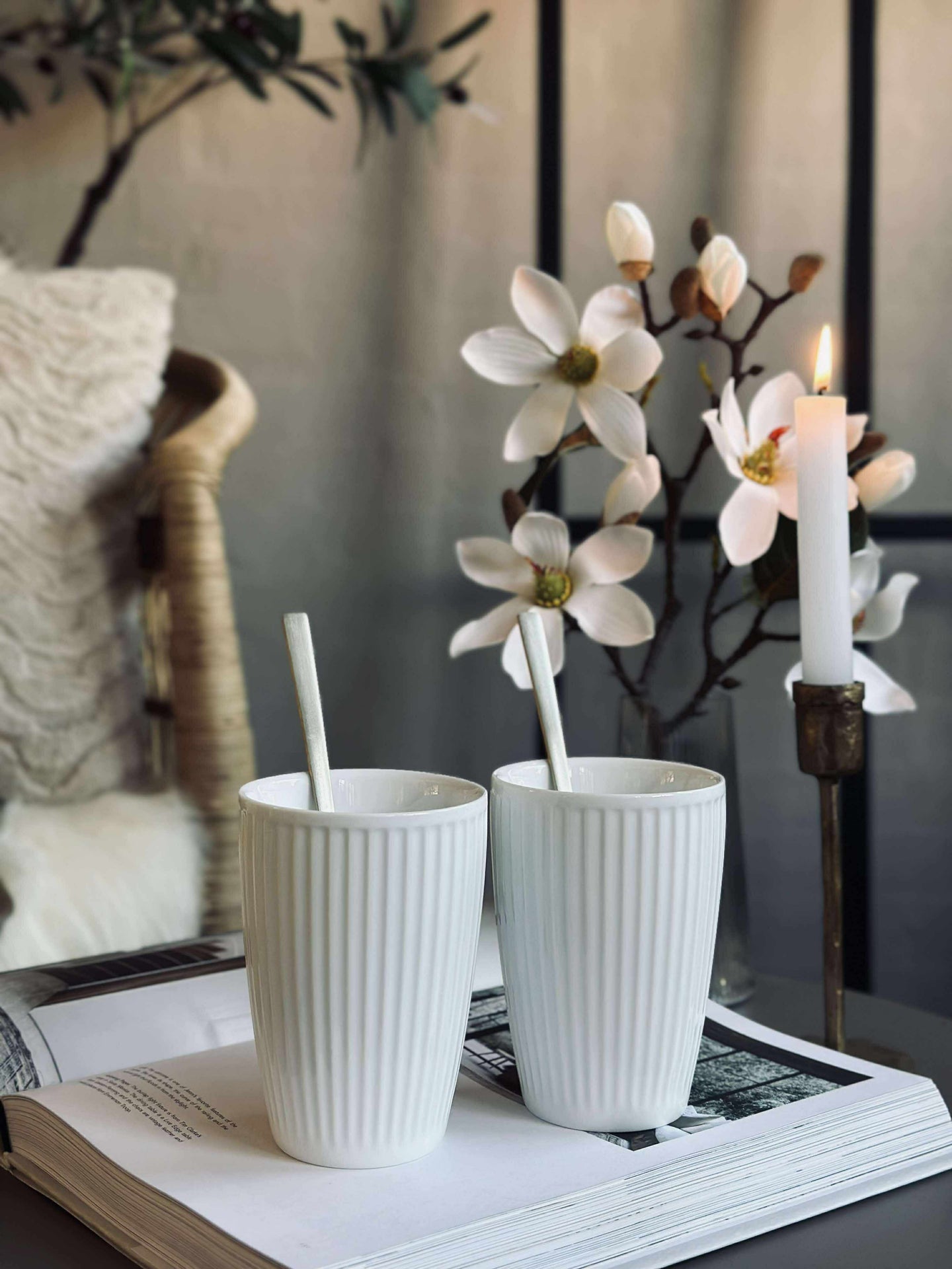 Termosmugg Plissé - Set med 2 st - Vit