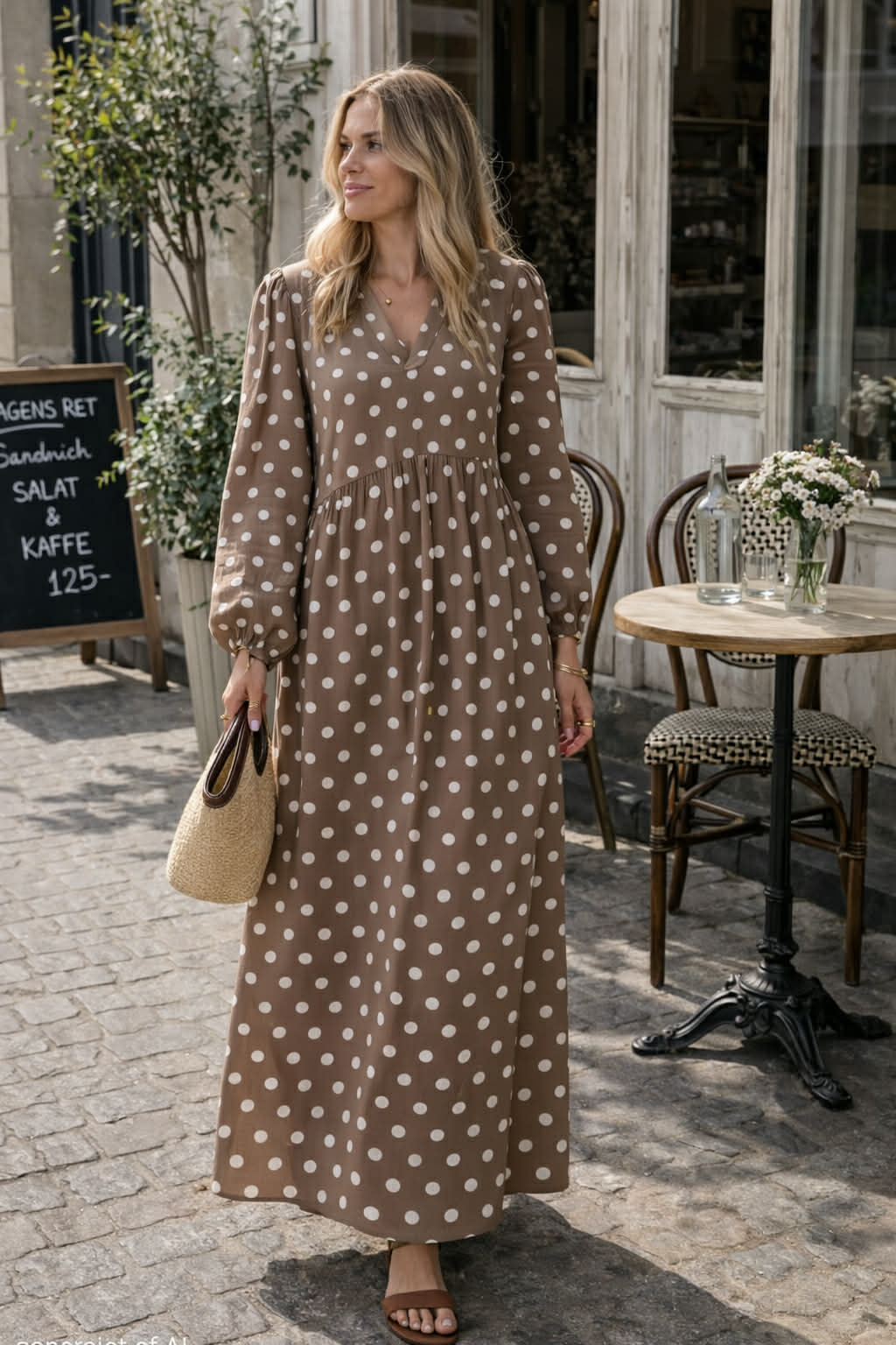 Klänning Melina - Dot taupe