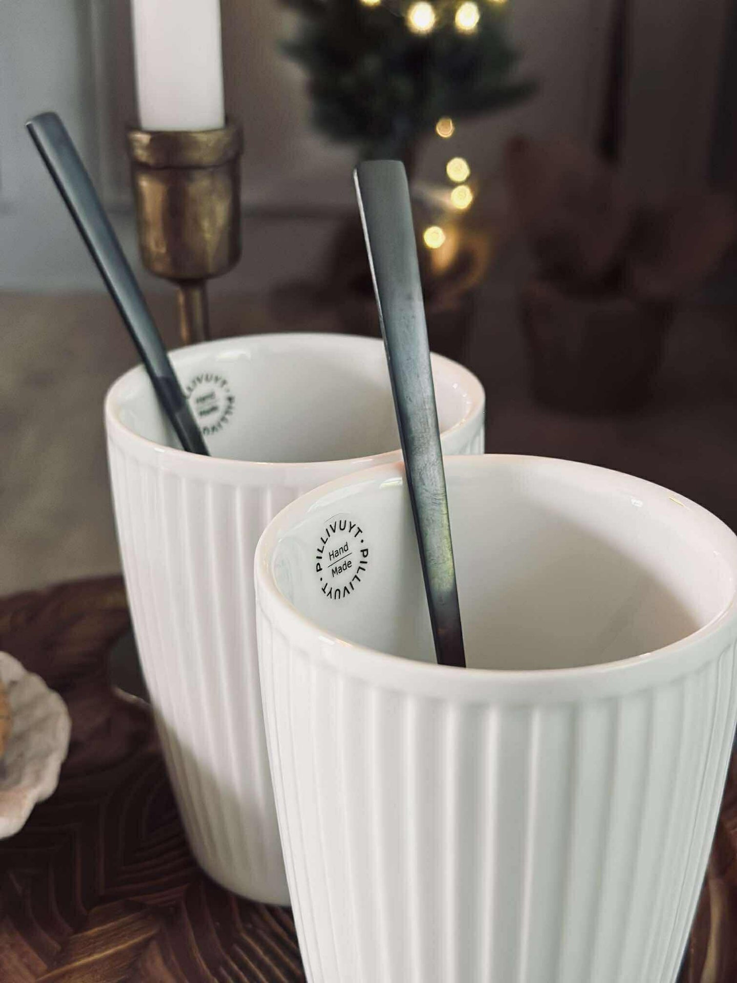 Termosmugg Plissé - Set med 2 st - Vit