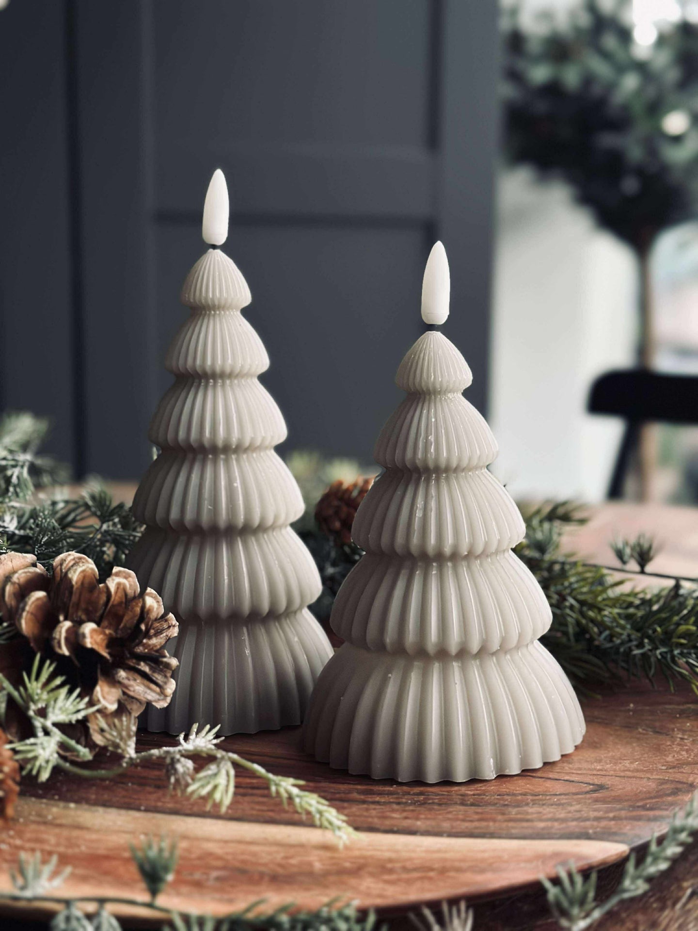 Julgran med LED-ljus - Set med 2 st. Sand