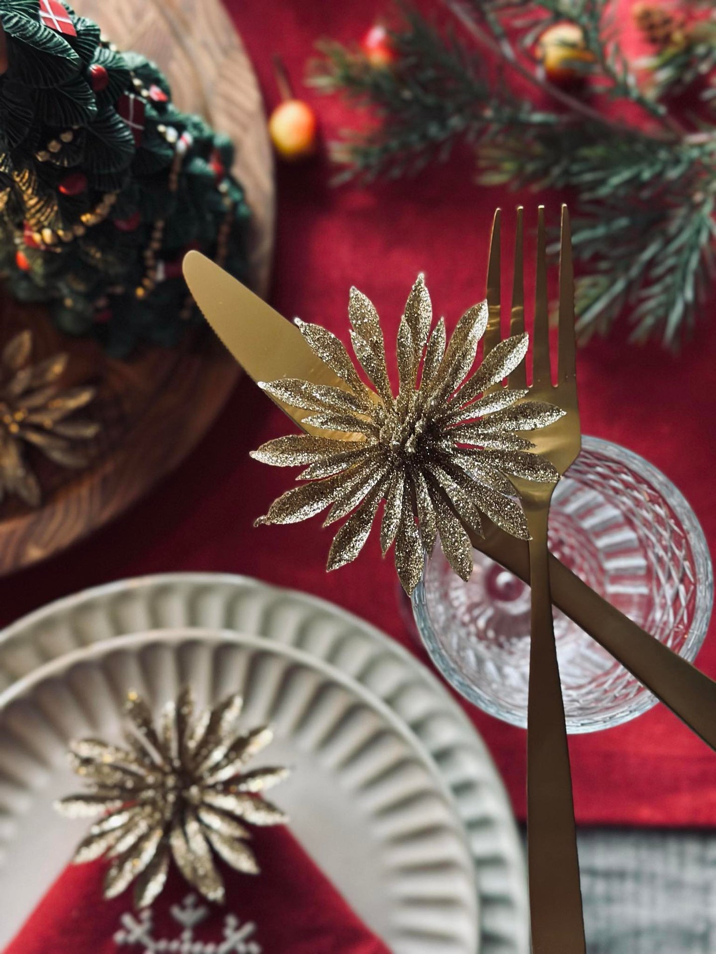 Deco blommor med glitter - 4 st