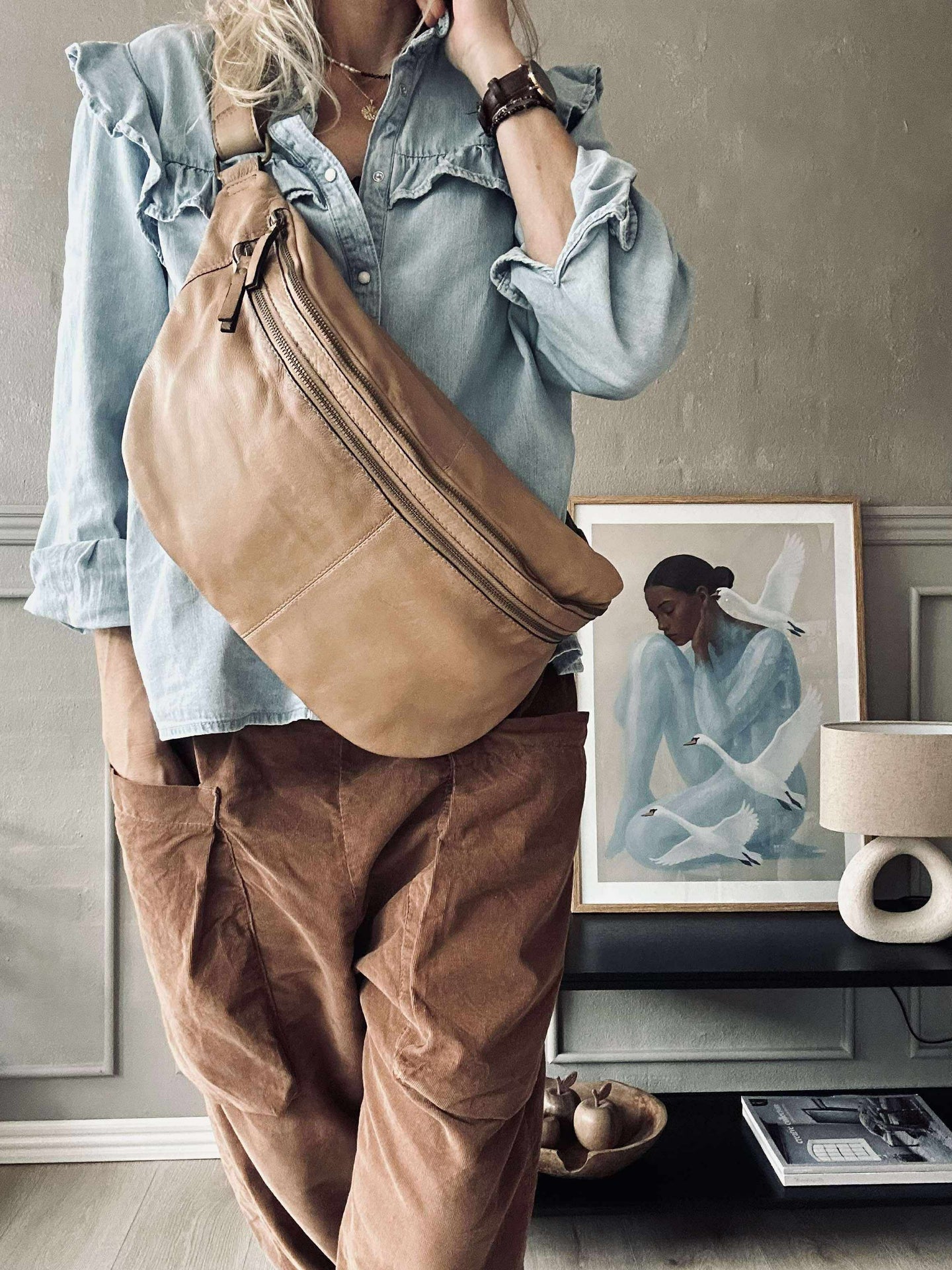 Midjeväska Jina Stor Taupe