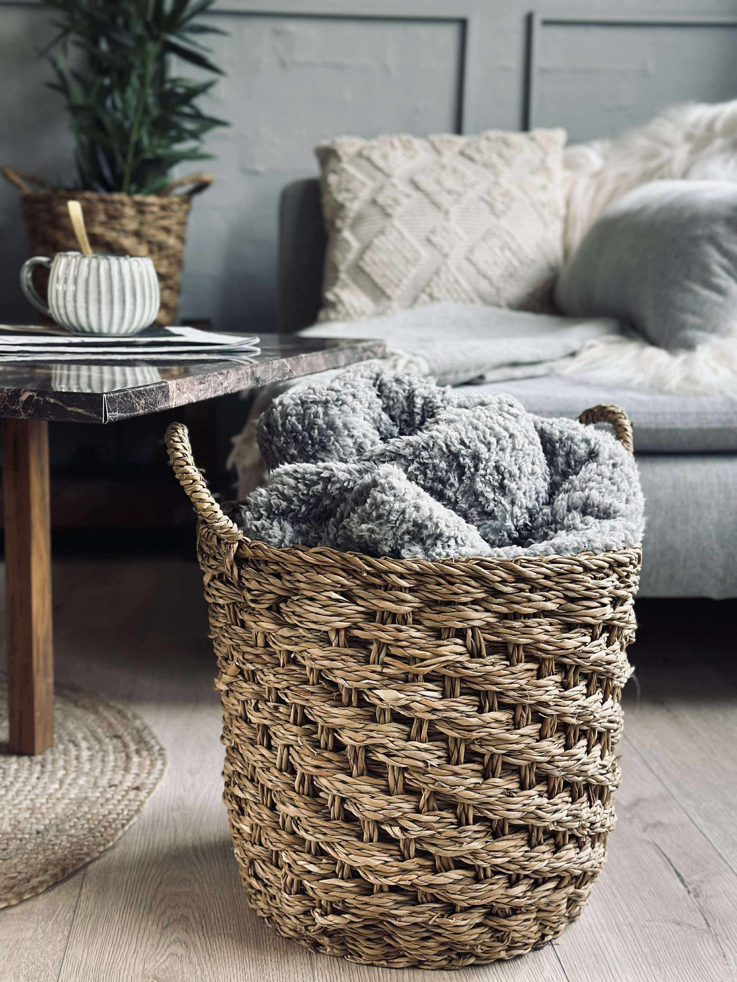 Flätade sjögräskorgar - Set om 3 st