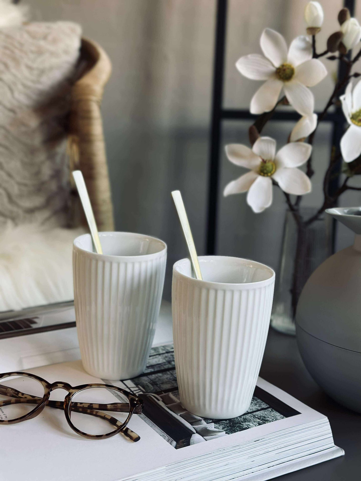 Termosmugg Plissé - Set med 2 st - Vit