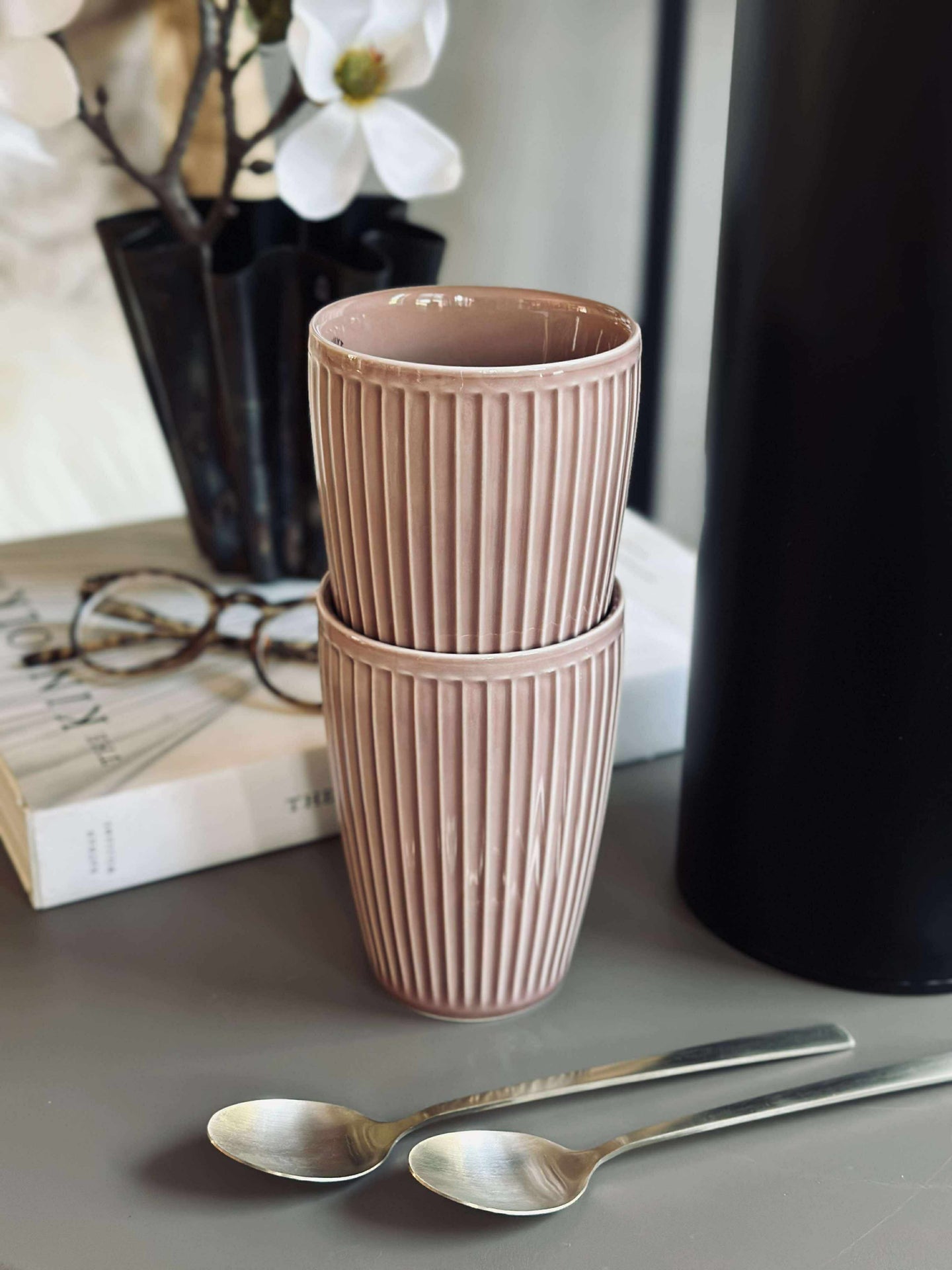 Termosmugg Plissé - Set med 2 st - Woodrose