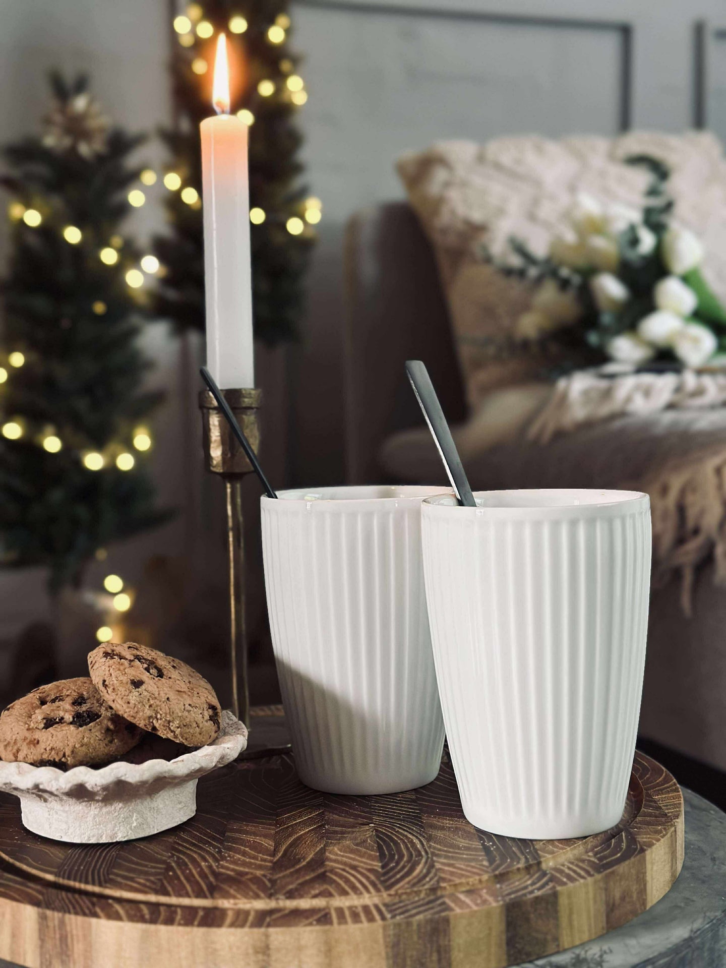 Termosmugg Plissé - Set med 2 st - Vit