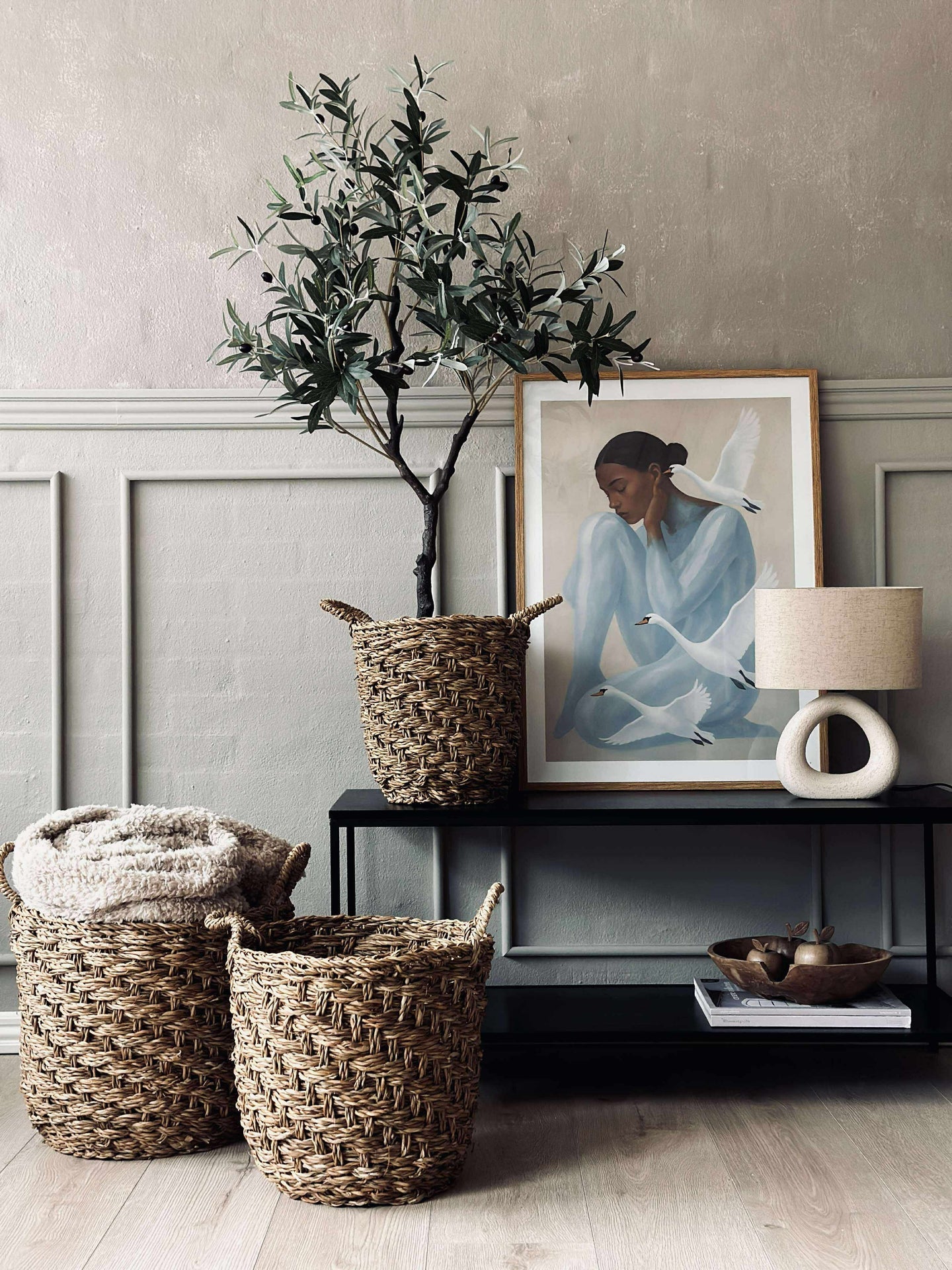 Flätade sjögräskorgar - Set om 3 st