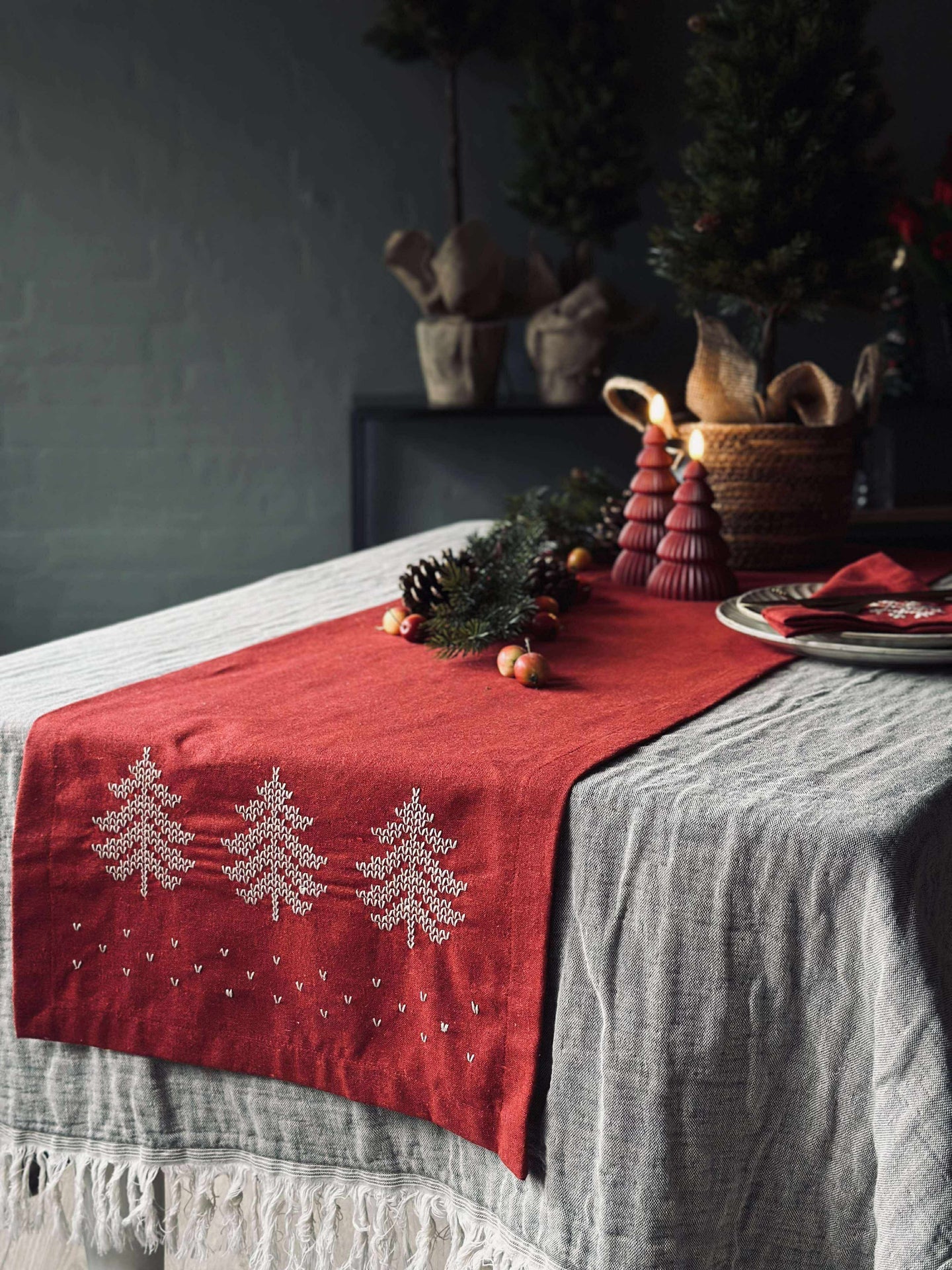 Bordslöpare Röd Jul - 40x140