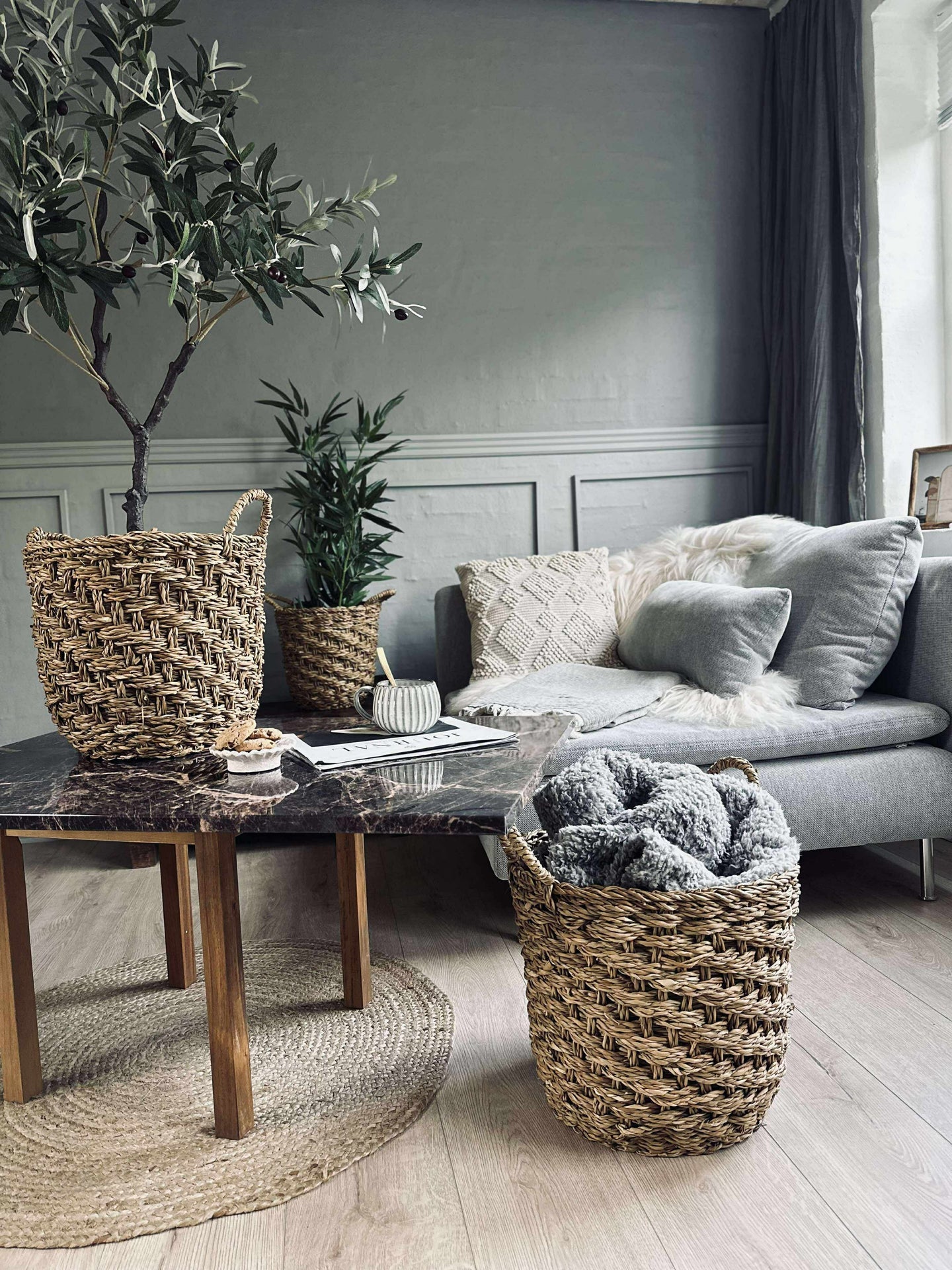 Flätade sjögräskorgar - Set om 3 st