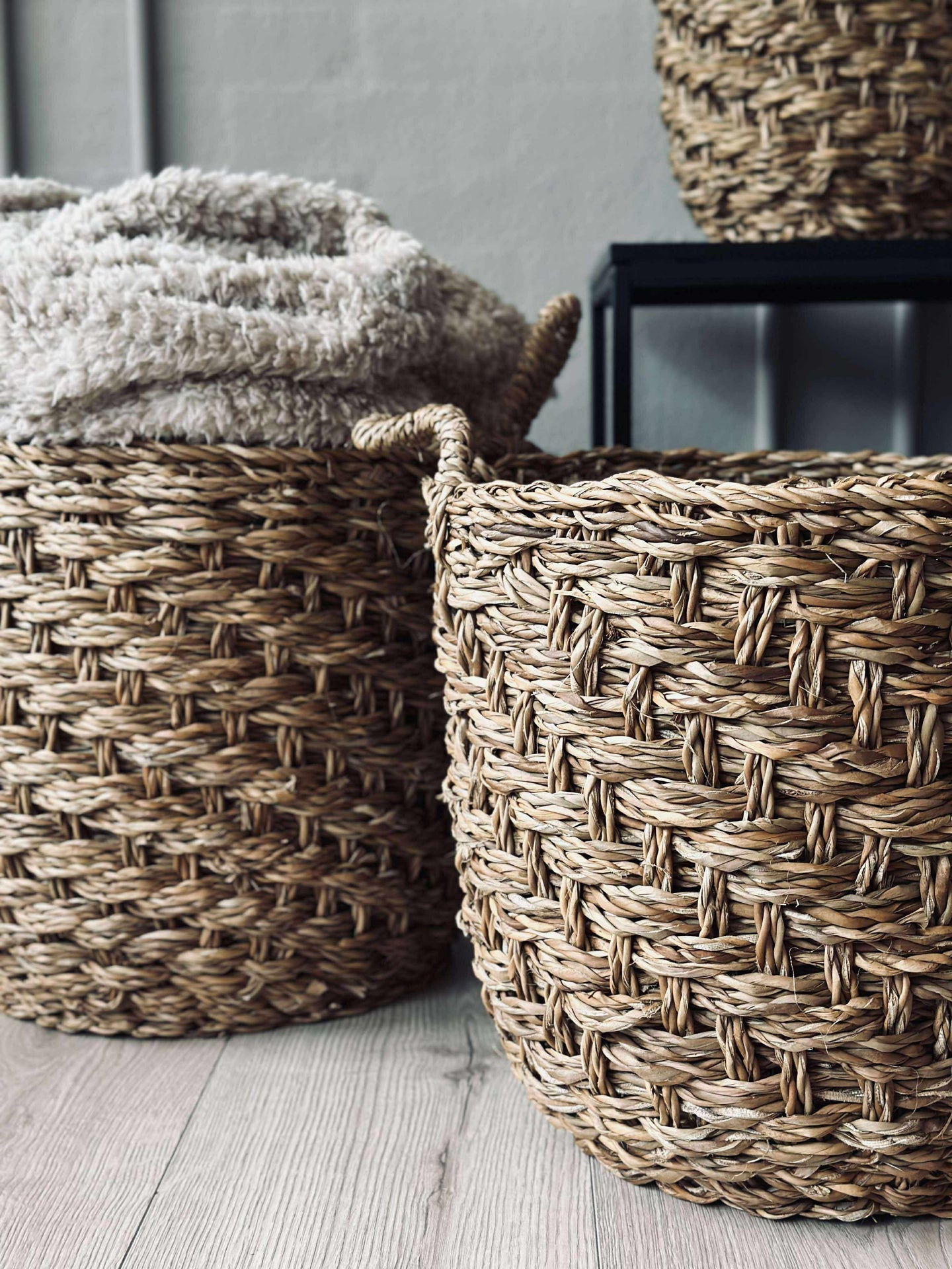 Flätade sjögräskorgar - Set om 3 st