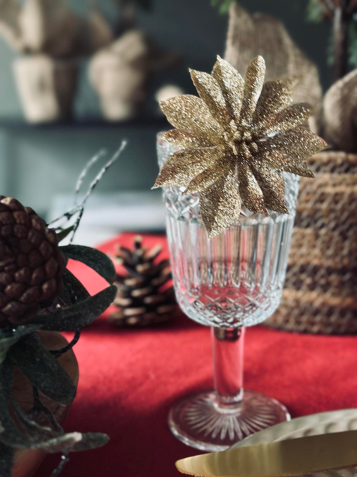 Deco-blommor med glitter - 4 st