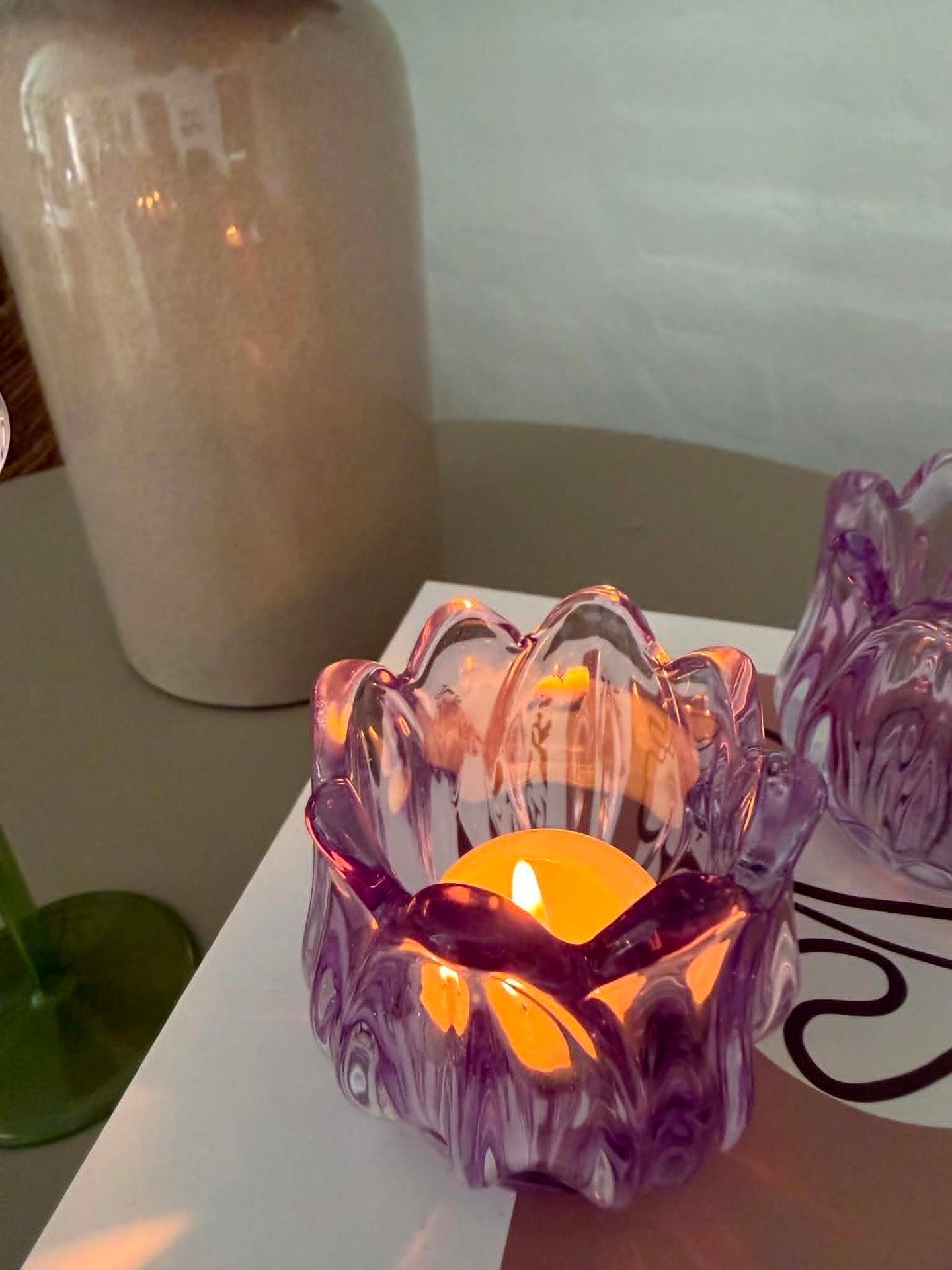 Ljusstake lila tulpan - Set med 2 st