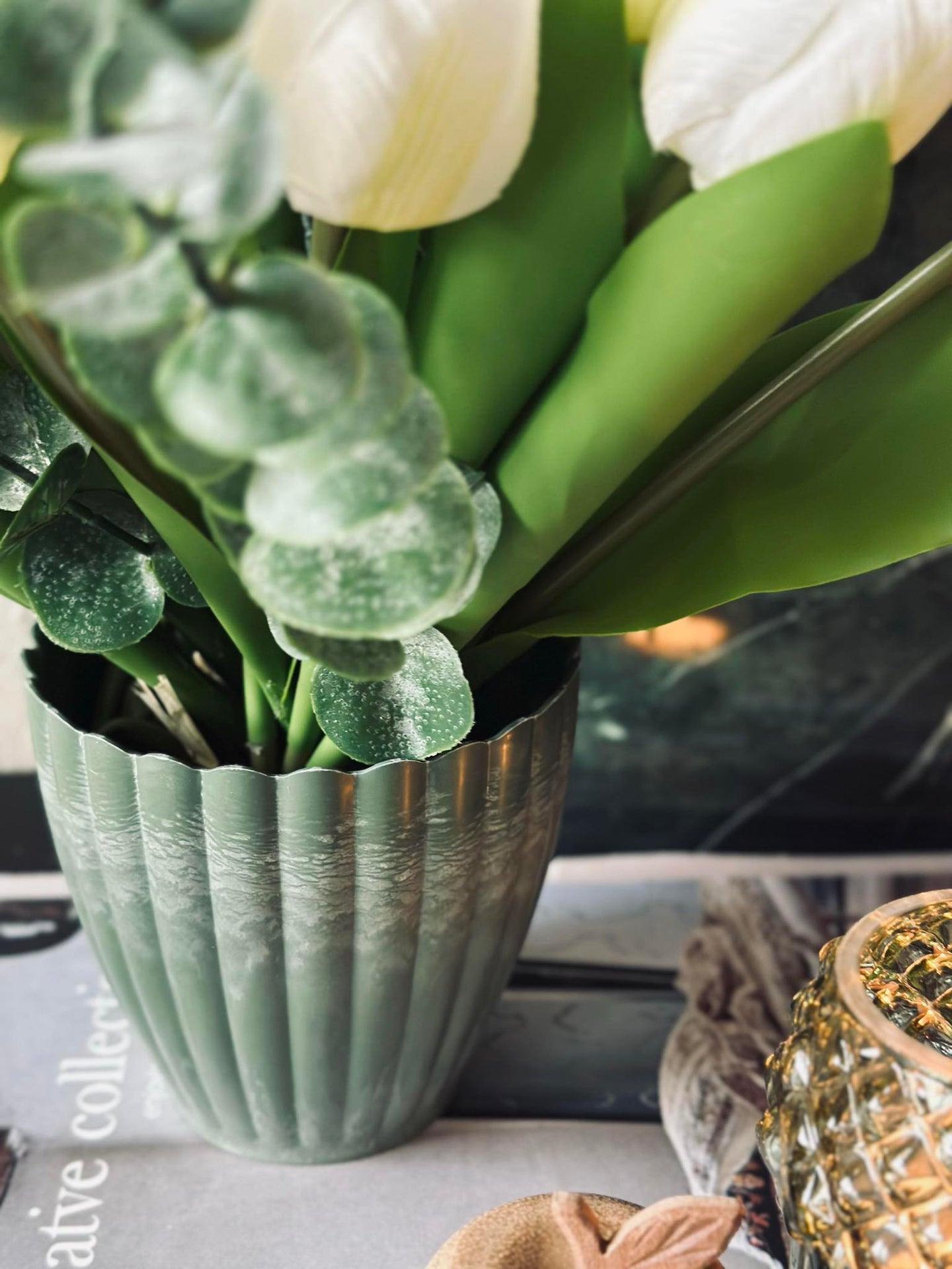 Kruka i betonglook - Liten Grön