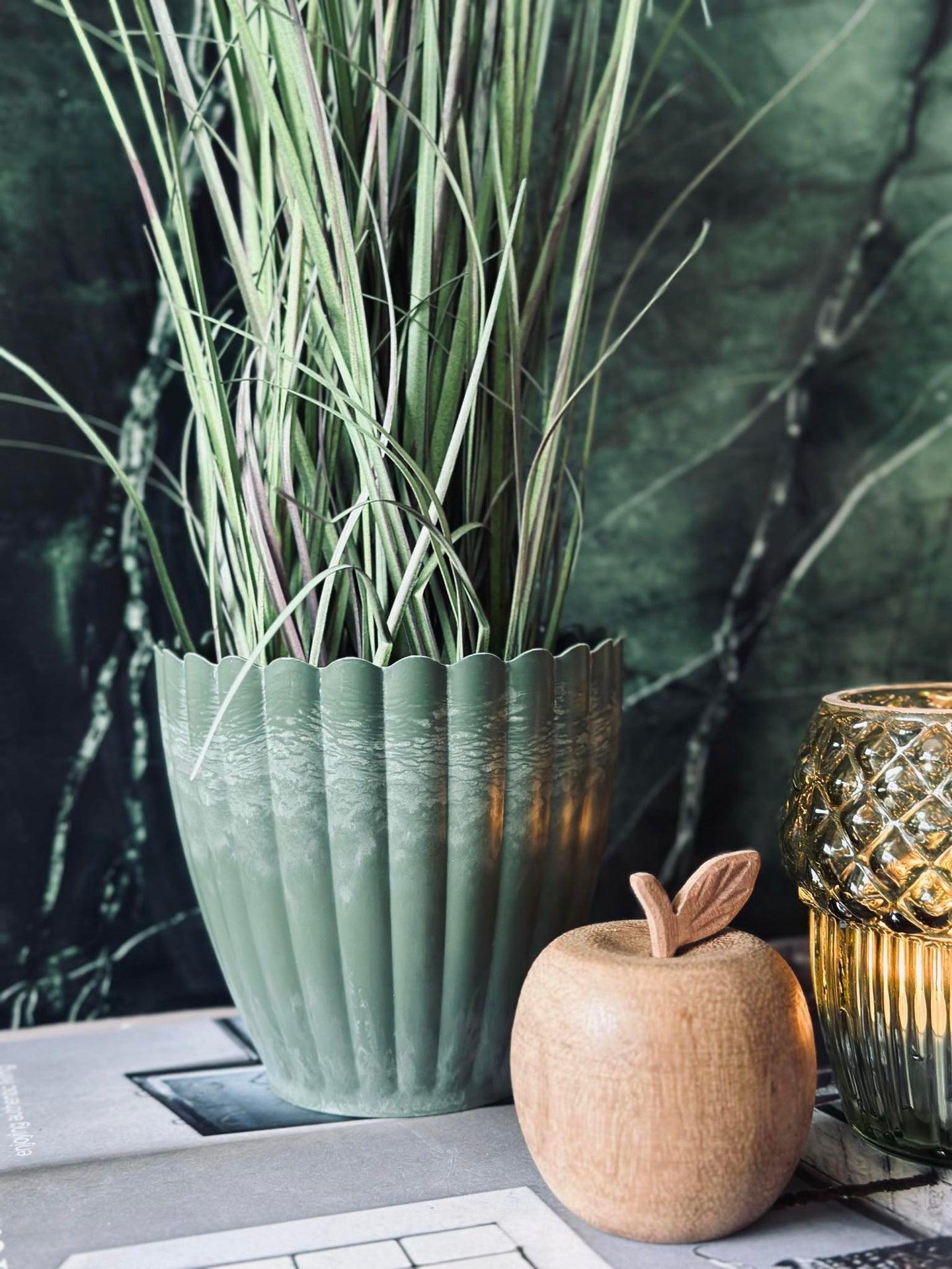 Kruka i betonglook - Liten Grön