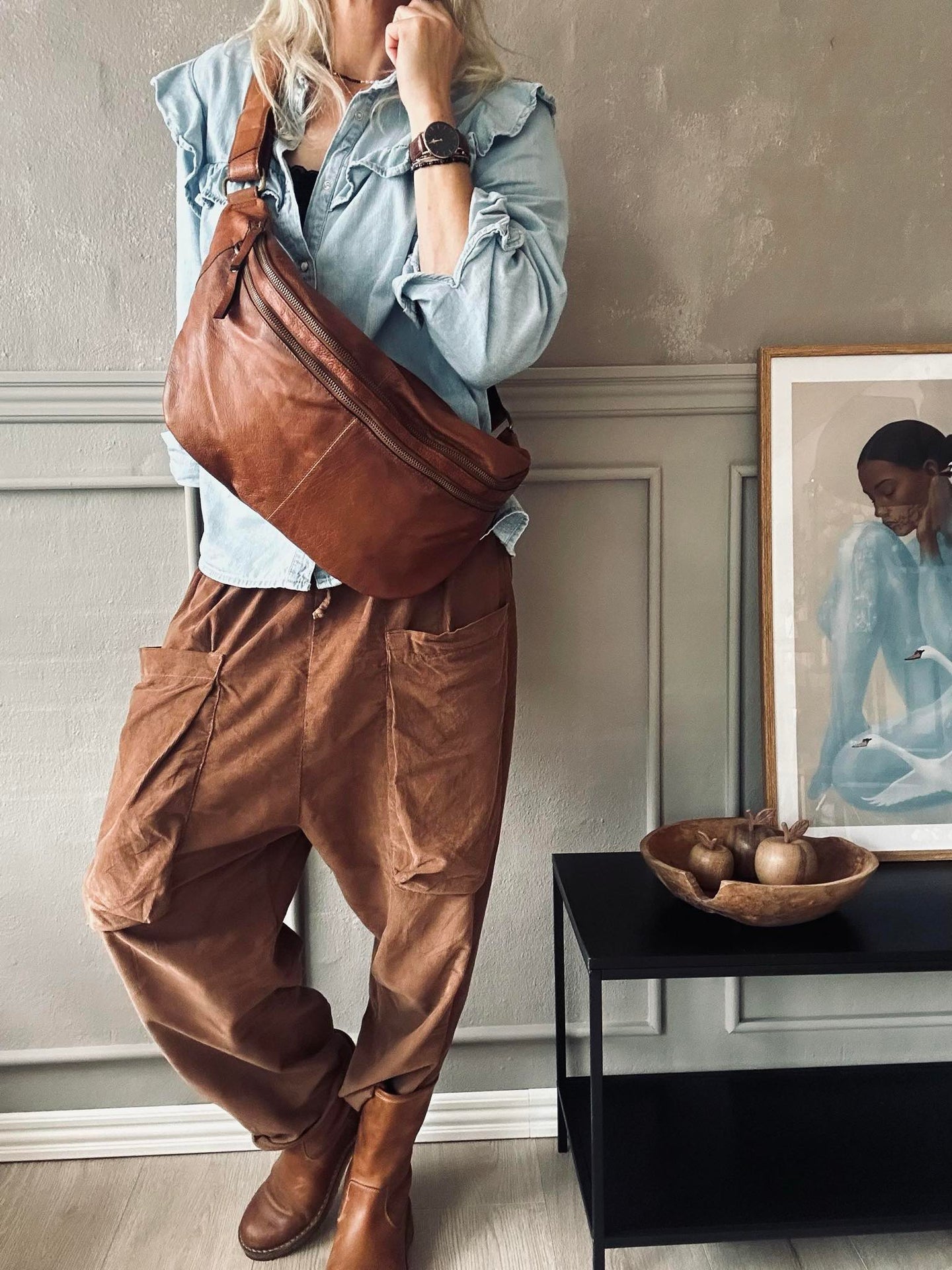 Midjeväska Jina Stor Valnöt