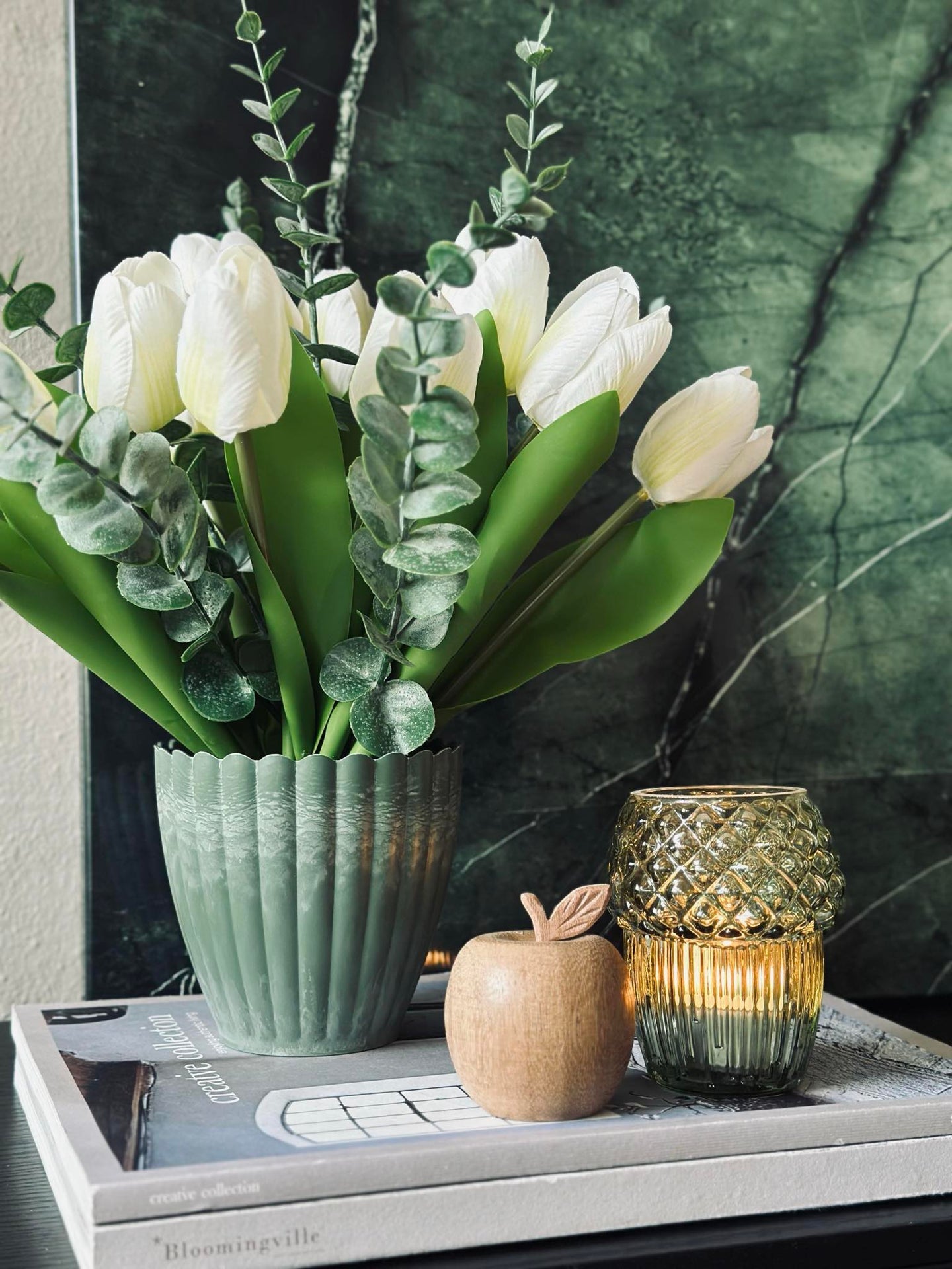 Kruka i betonglook - Liten Grön