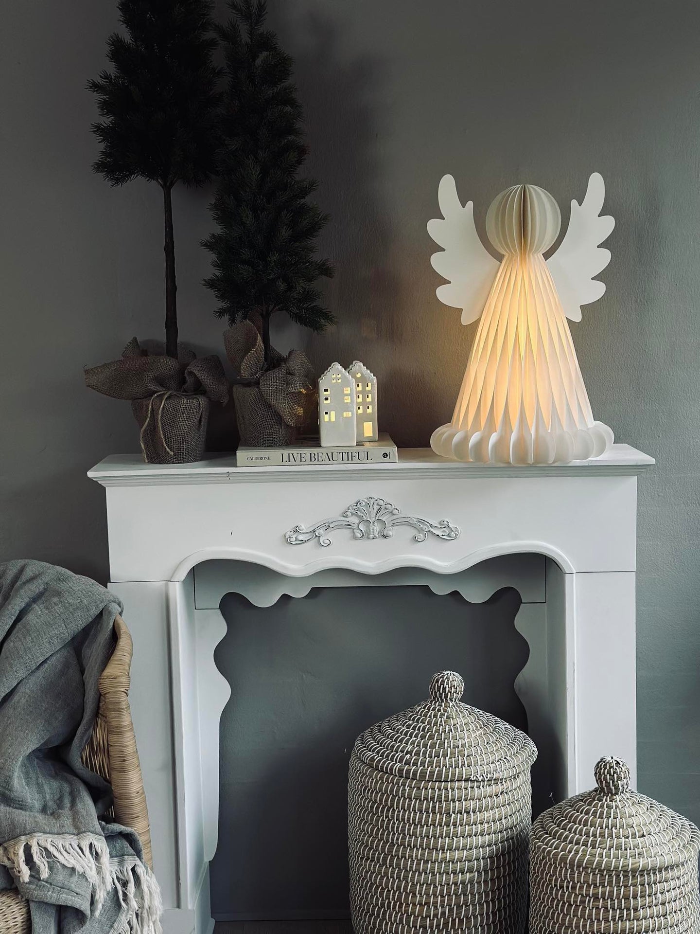 Ängel med LED-ljus - 50 cm
