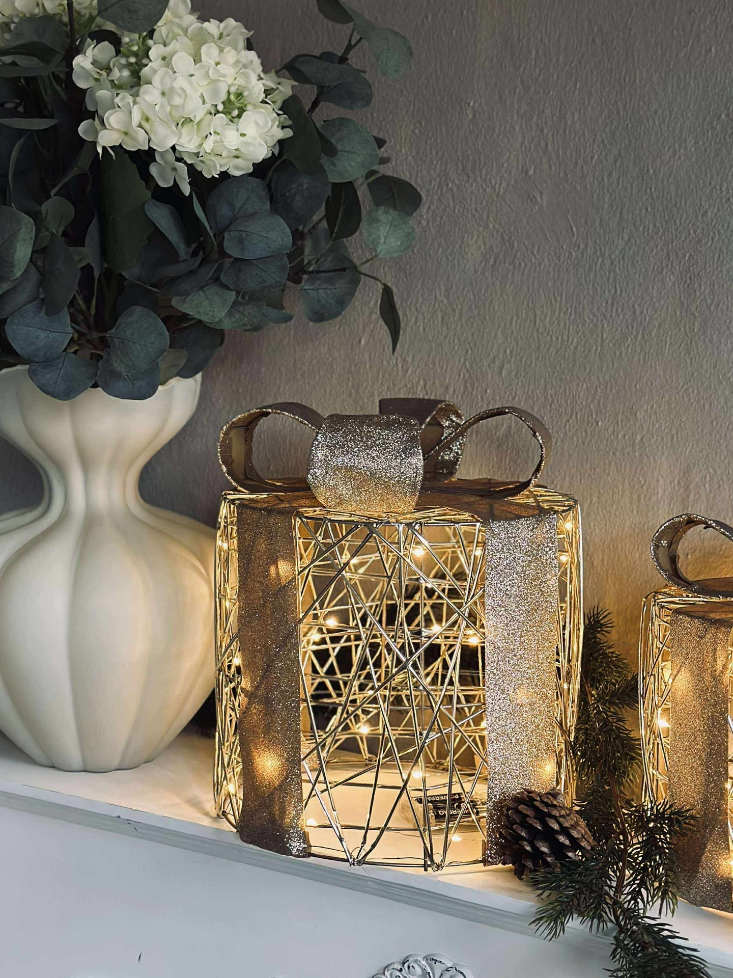 Julklappar med LED-ljus - 3 st.