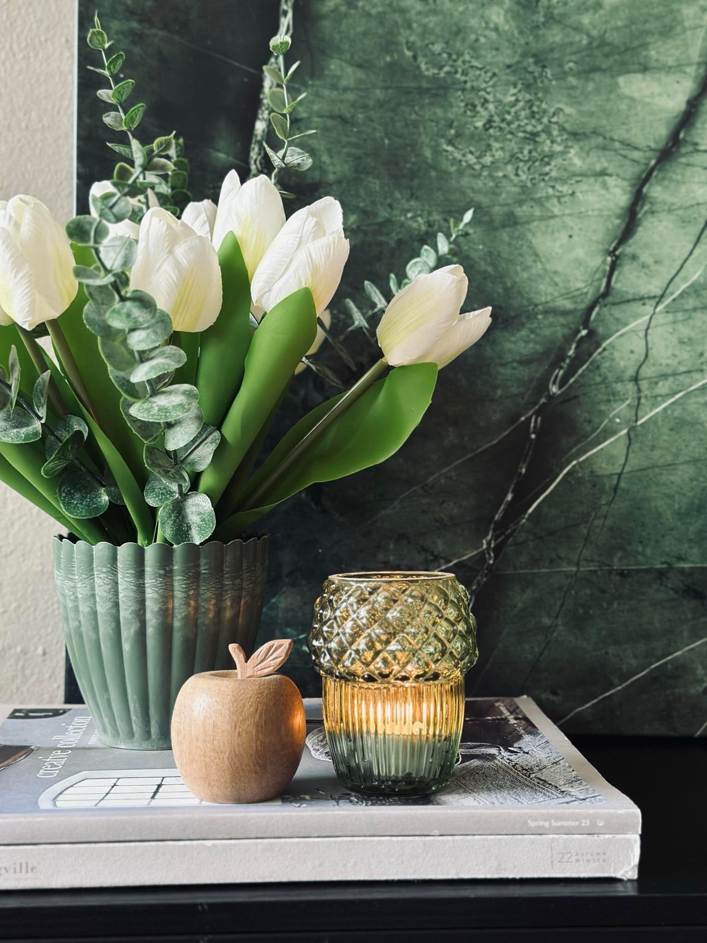 Kruka i betonglook - Liten Grön