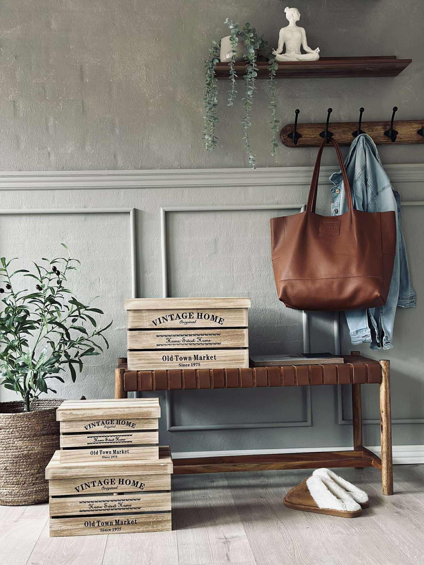 Lådor med lock - Set om 3 st