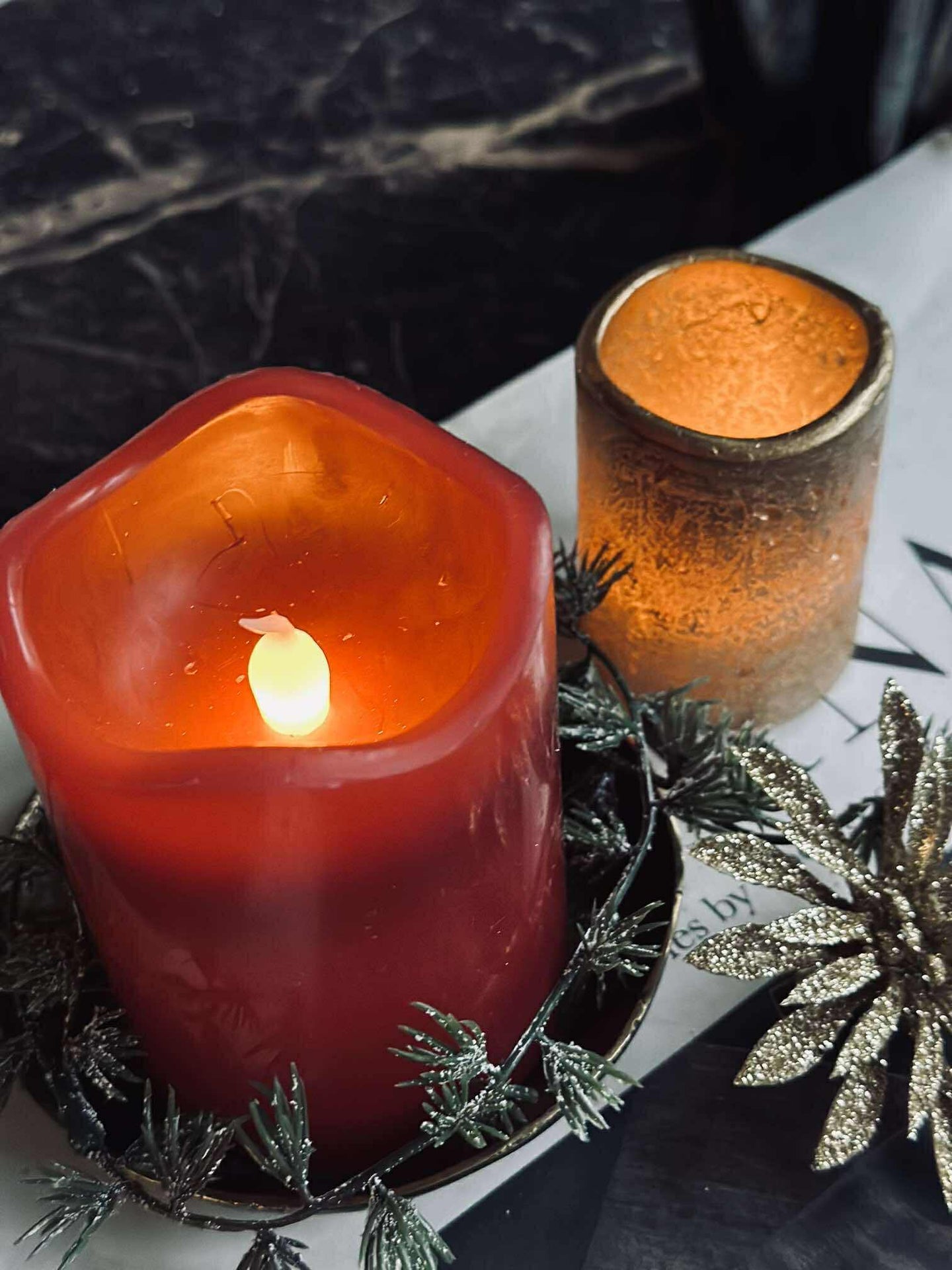 LED Blockljus Röd med timer - 7x9 cm