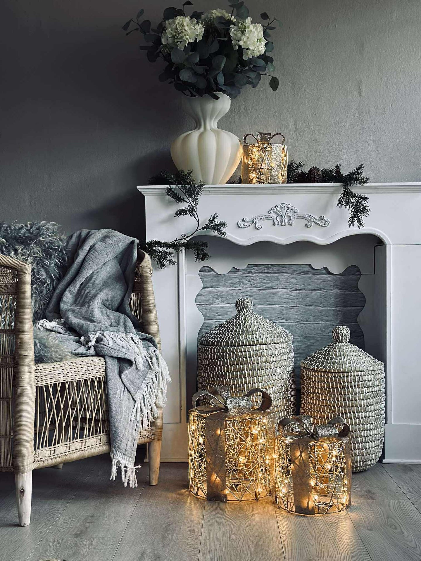 Julklappar med LED-ljus - 3 st.