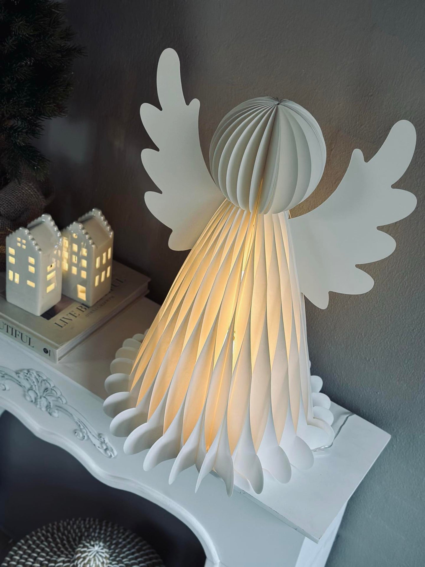 Ängel med LED-ljus - 50 cm