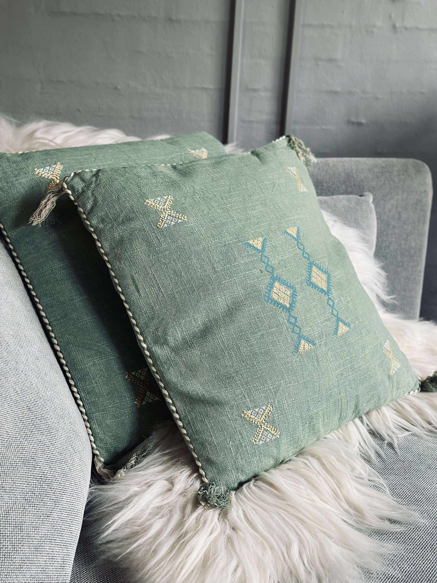 Kudde med fyllning - Green boheme 2 st.