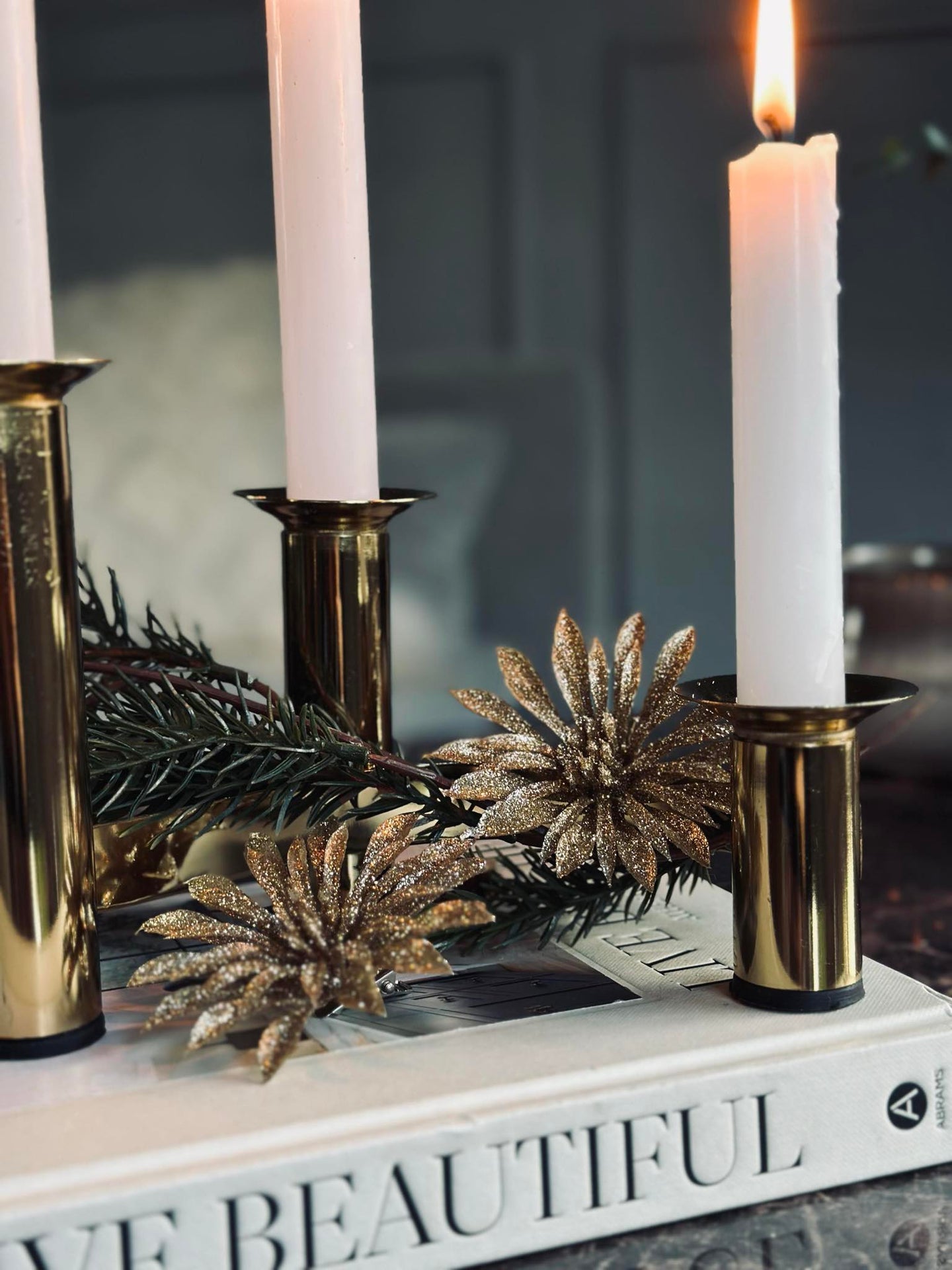 Deco blommor med glitter - 4 st