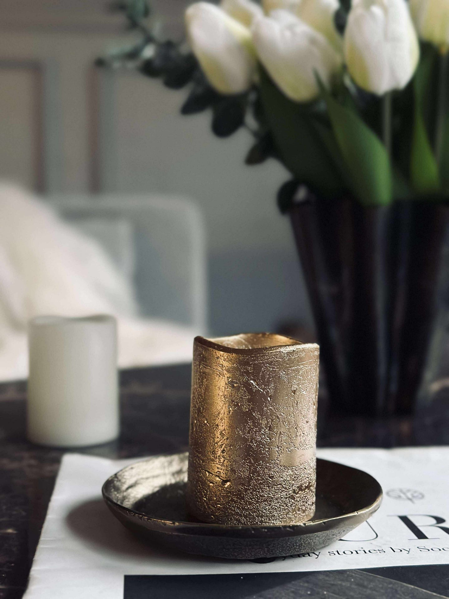 LED-blockljus Guld med timer