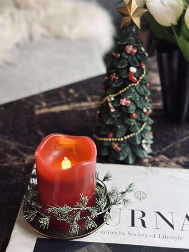 LED Blockljus Röd med timer - 7x9 cm