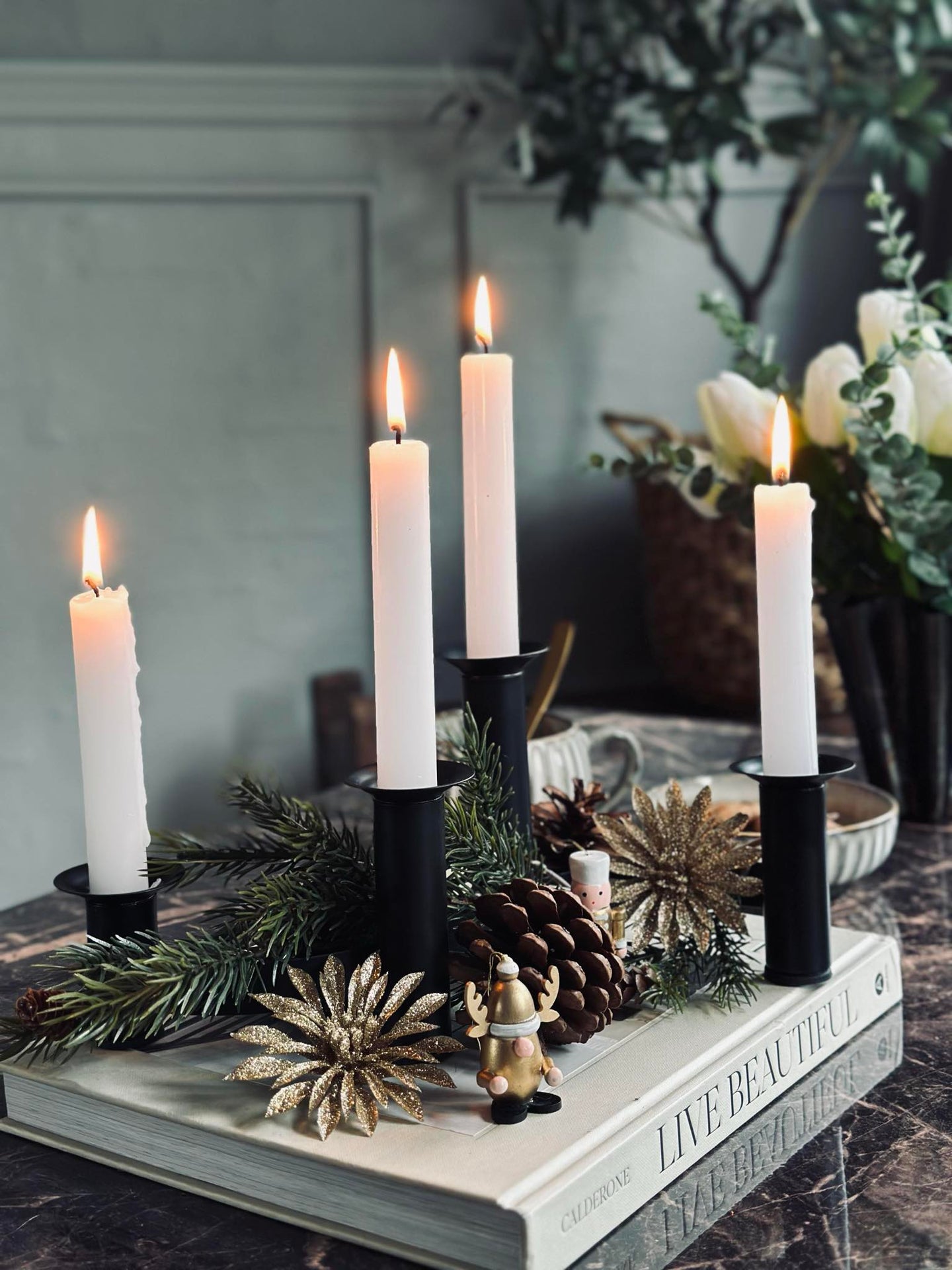 Adventsljusstake - Svart