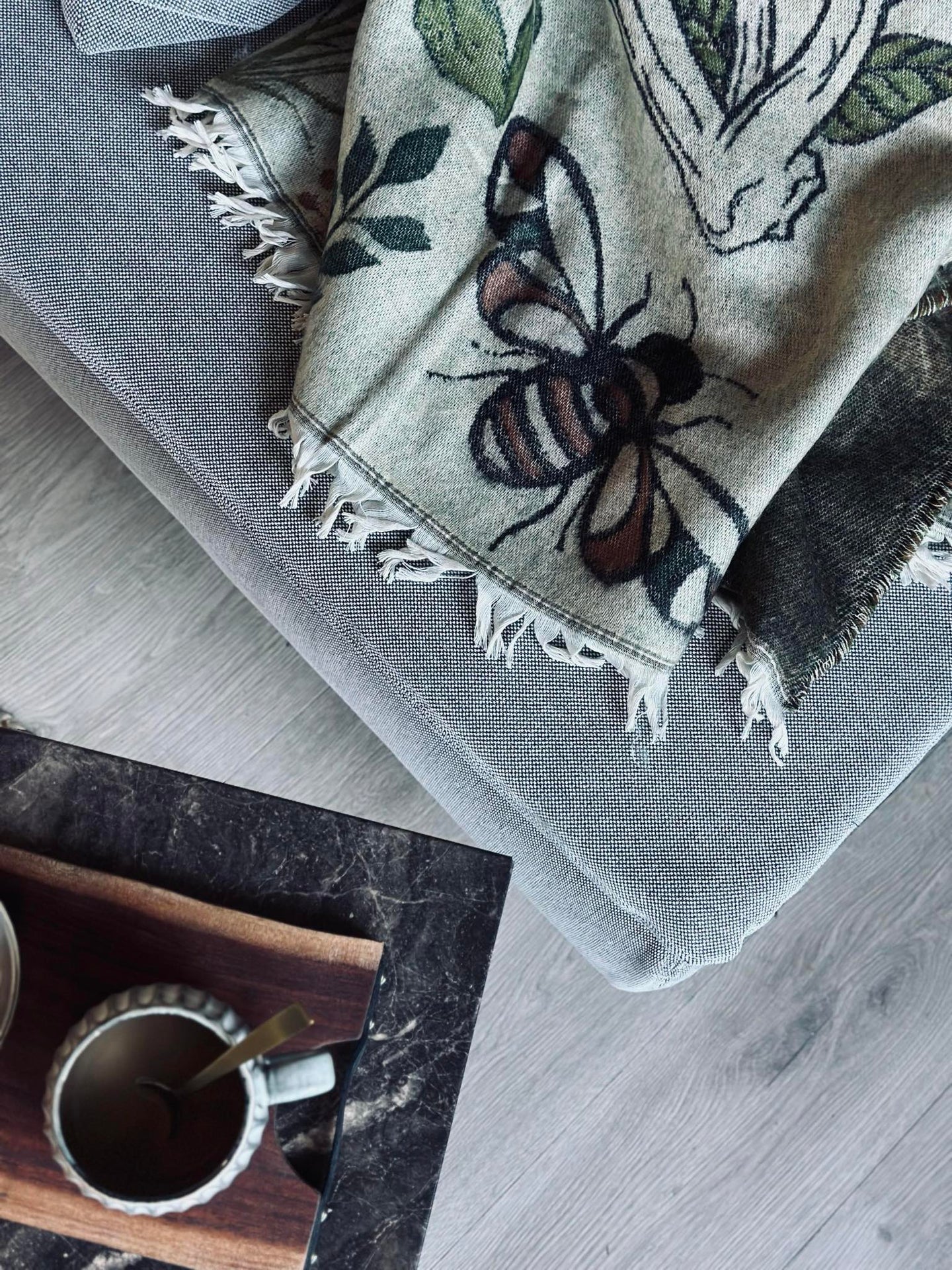 Pläd - Svamp grön / natur