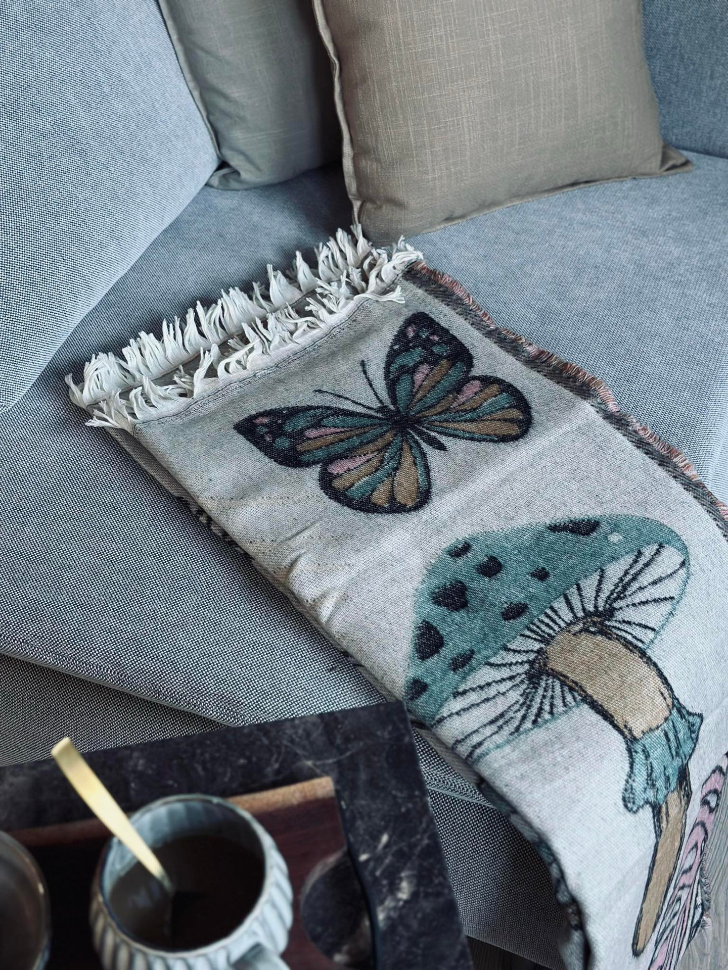 Pläd - Svamp brun / natur