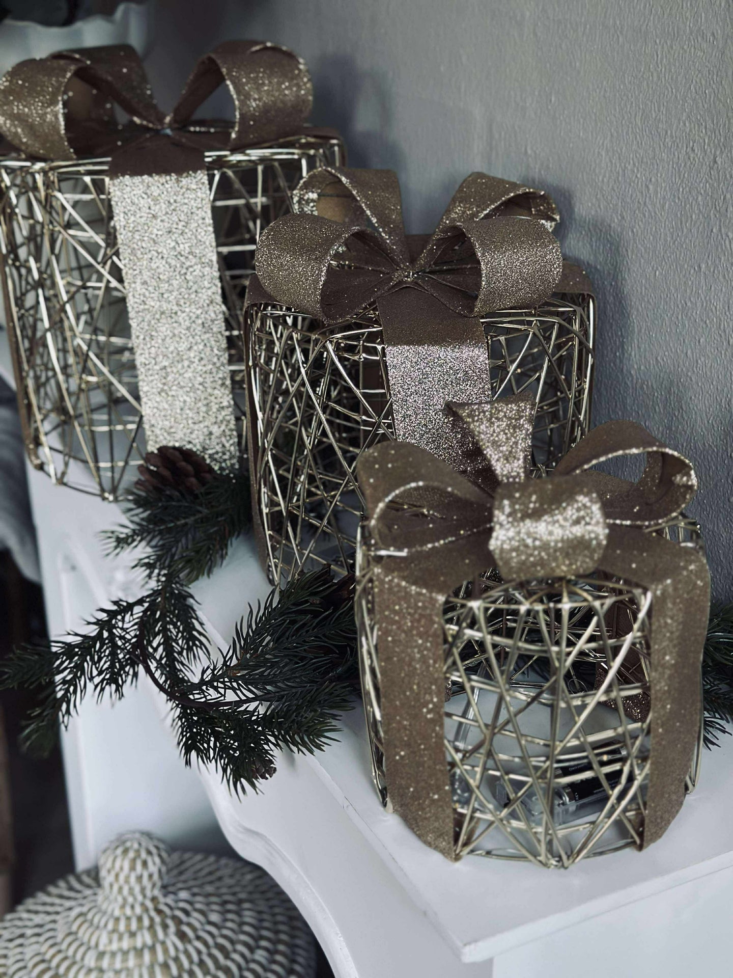 Julklappar med LED-ljus - 3 st.