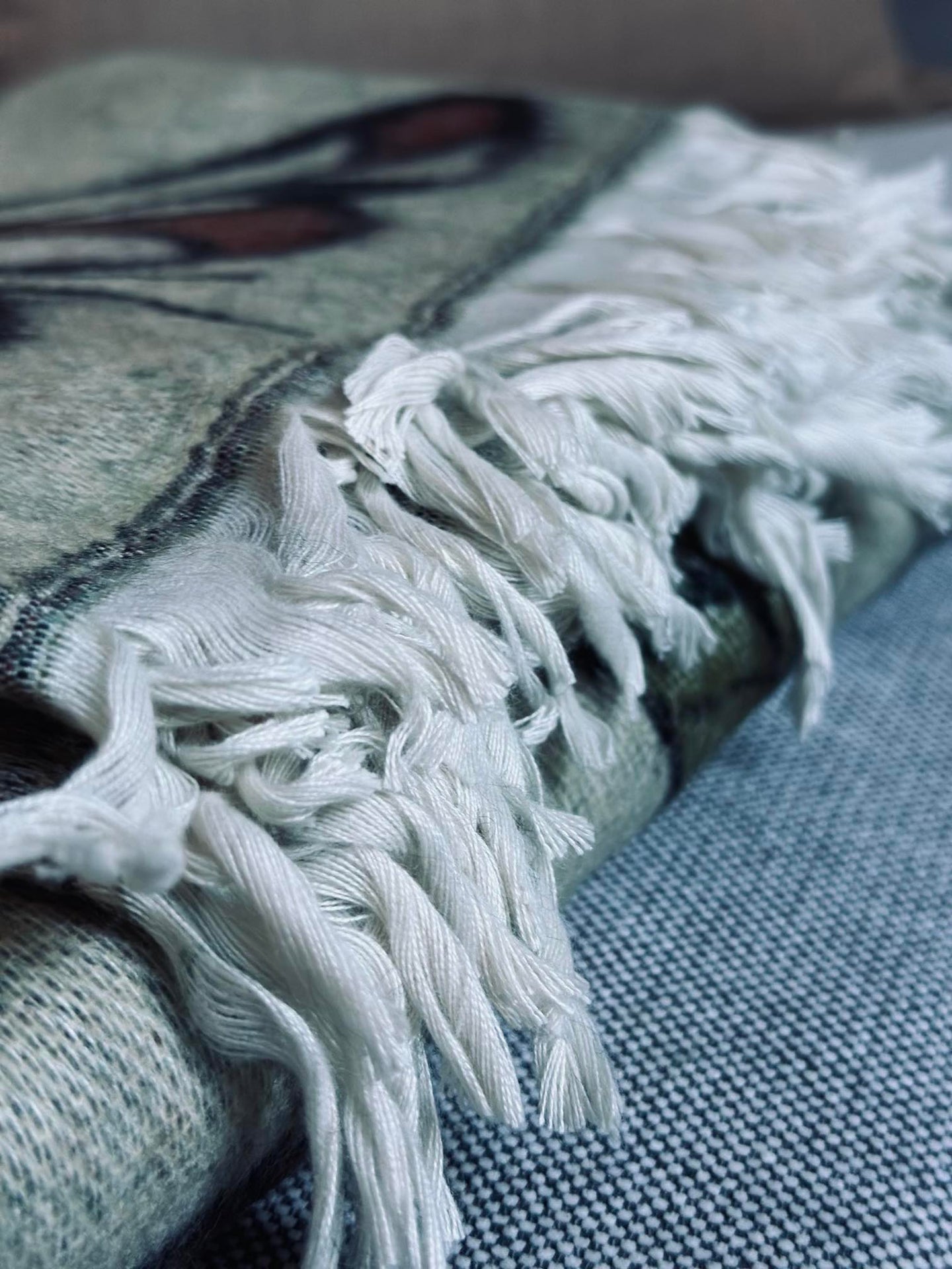 Pläd - Svamp grön / natur