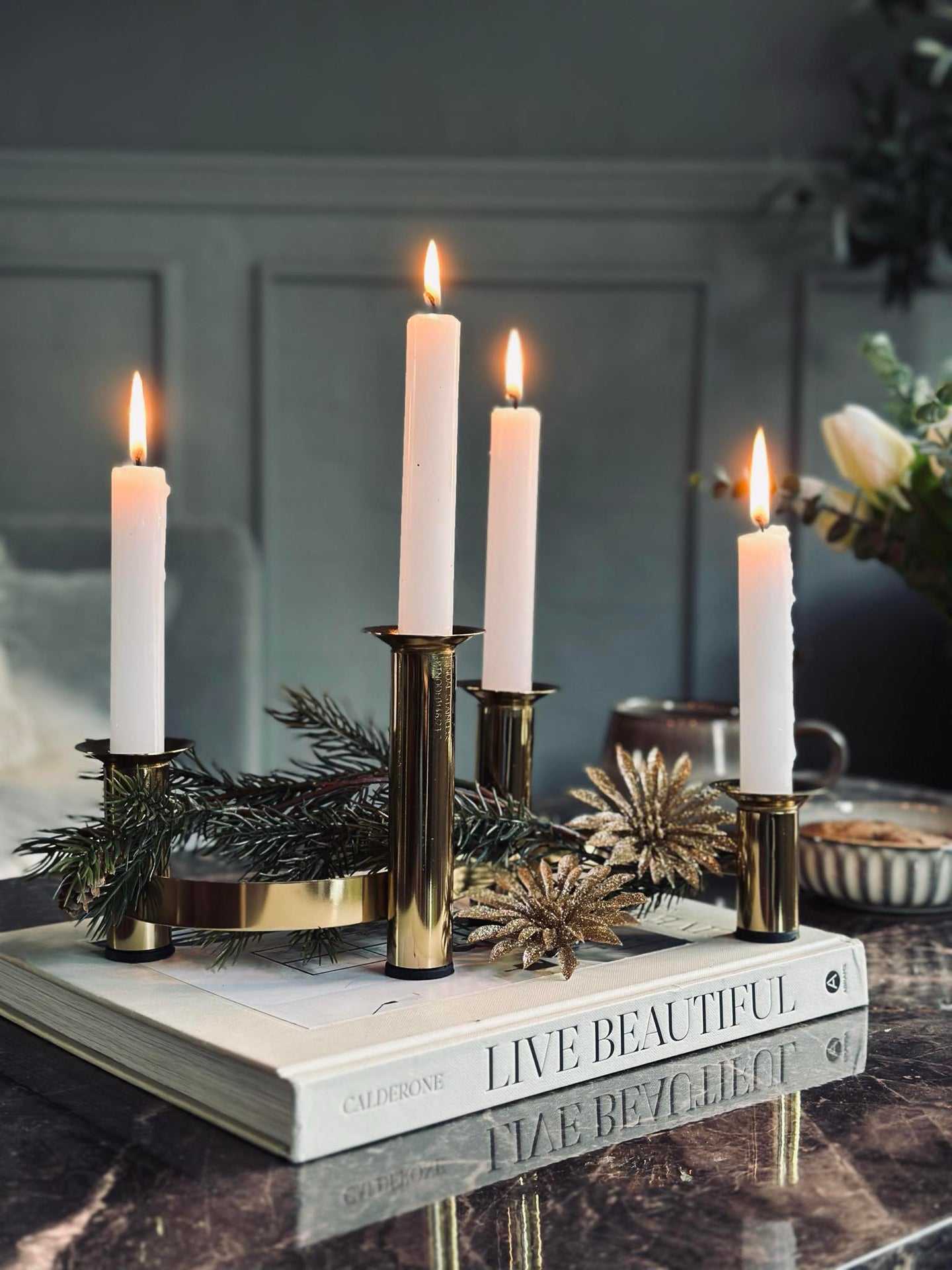 Deco blommor med glitter - 4 st