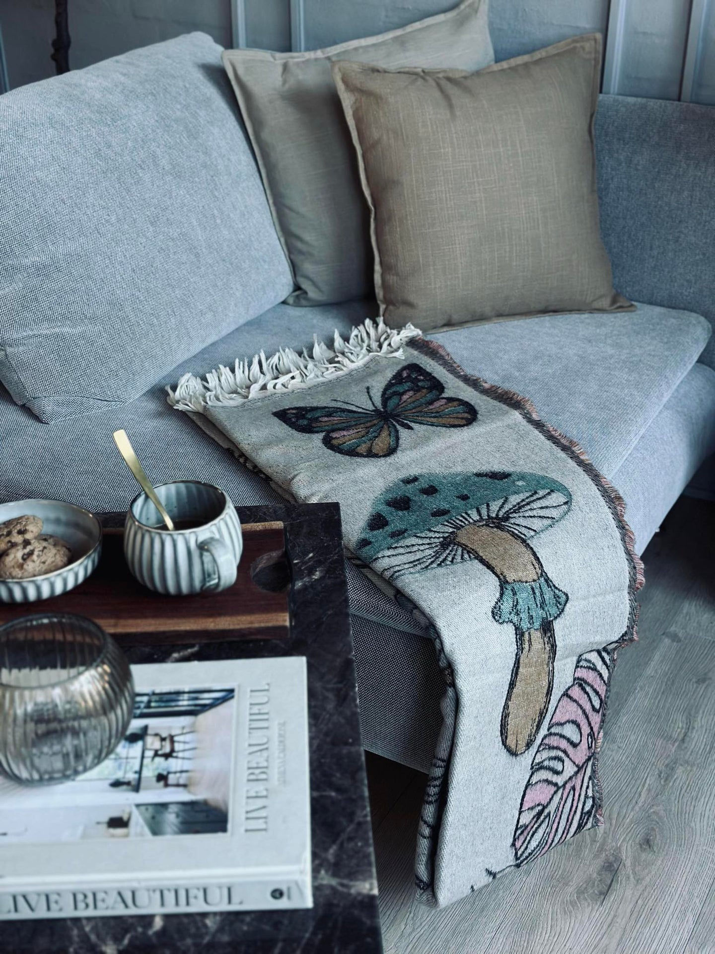 Pläd - Svamp brun / natur