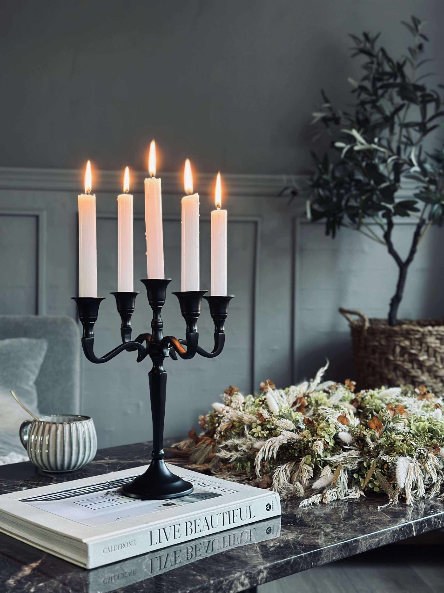 Ljusstake Alu svart - 5-armad