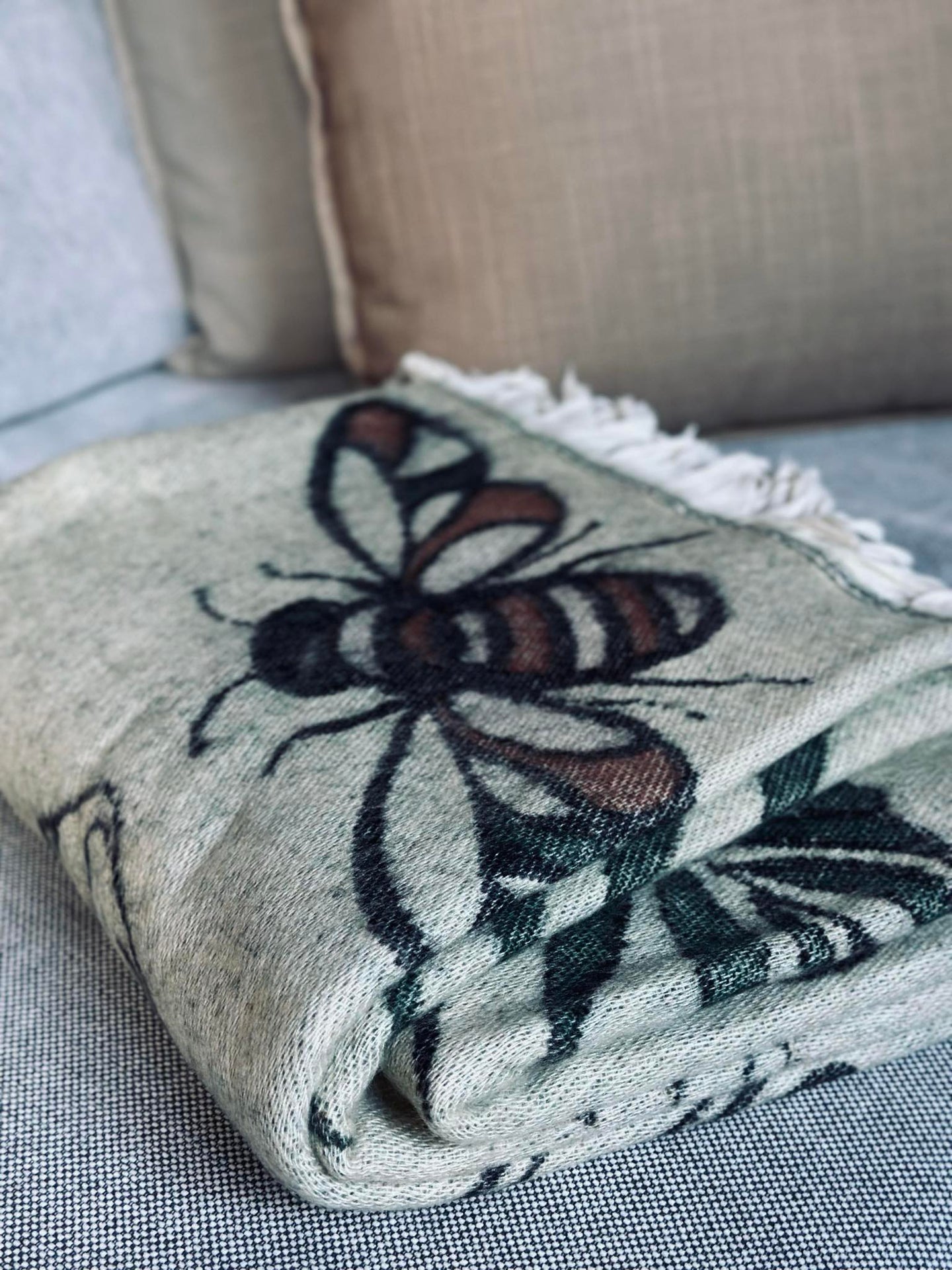 Pläd - Svamp grön / natur