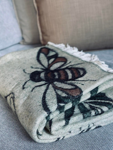 Pläd - Svamp grön / natur