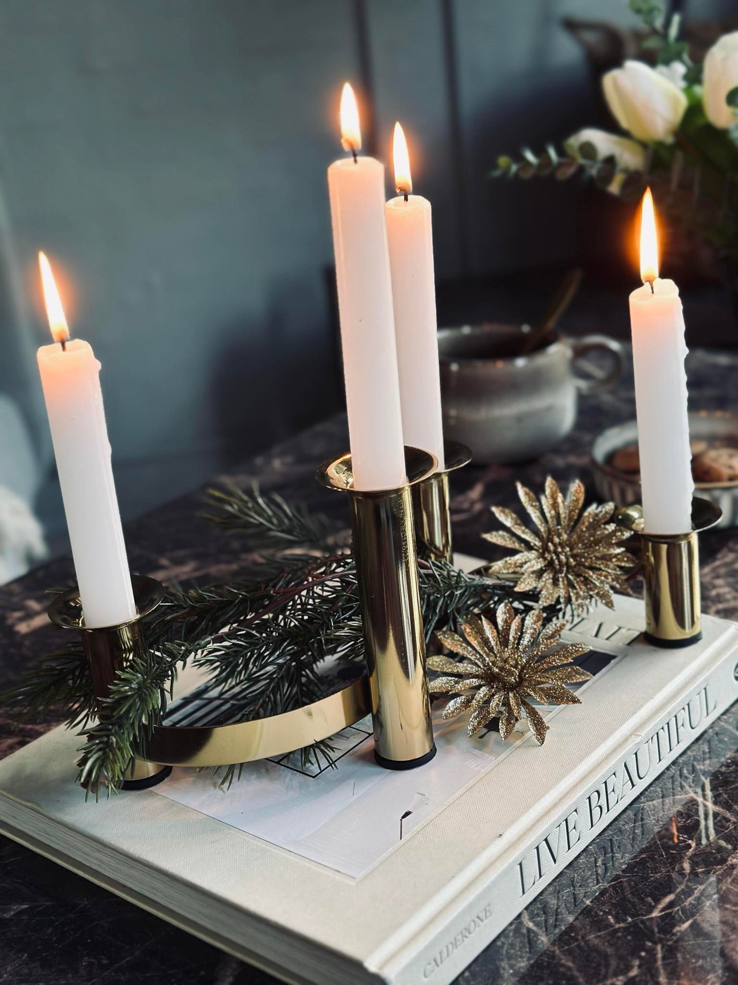 Adventsljusstake - Guld