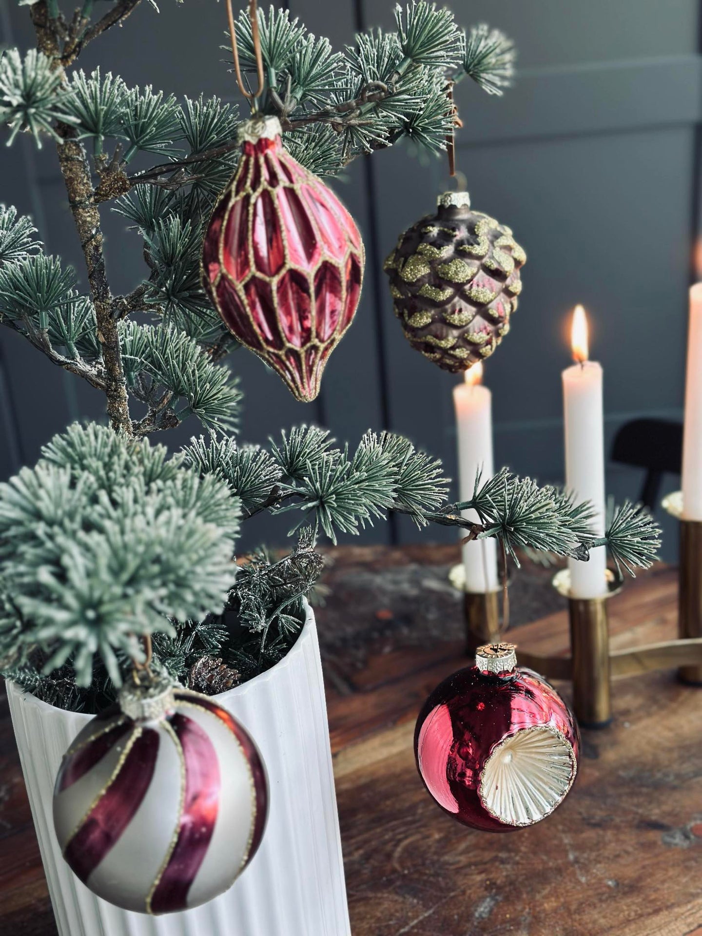 Julgranskulor i glas - Paket med 4 st